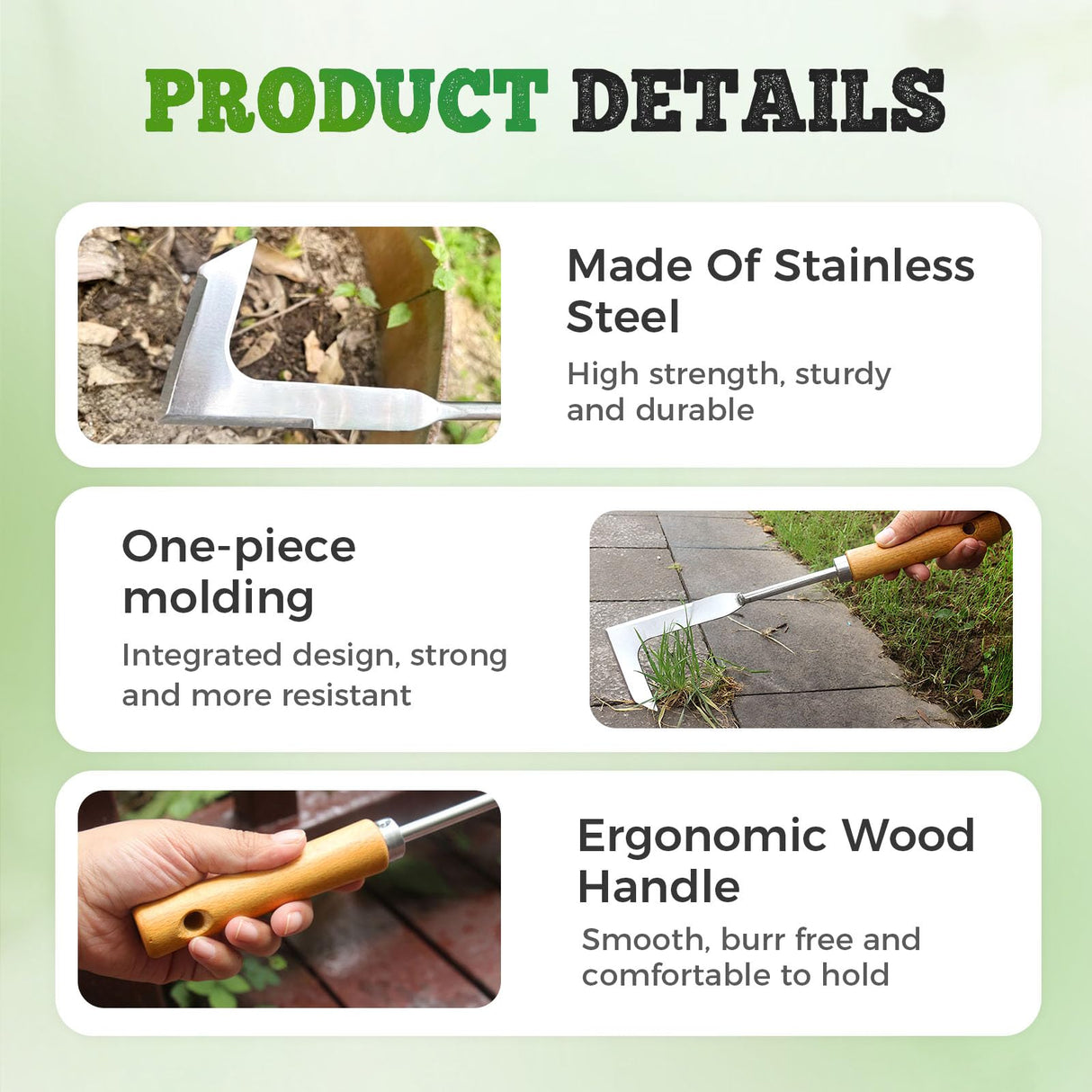 NEKSKA Crack Weeder Tool with L-Shaped Blade, Stainless Steel Weed Scraper for Sidewalk Cracks, Driveway, Patio, Manual Crevice Weeding Tool, 7-Shaped Blade for Paver Weed Removal (D)