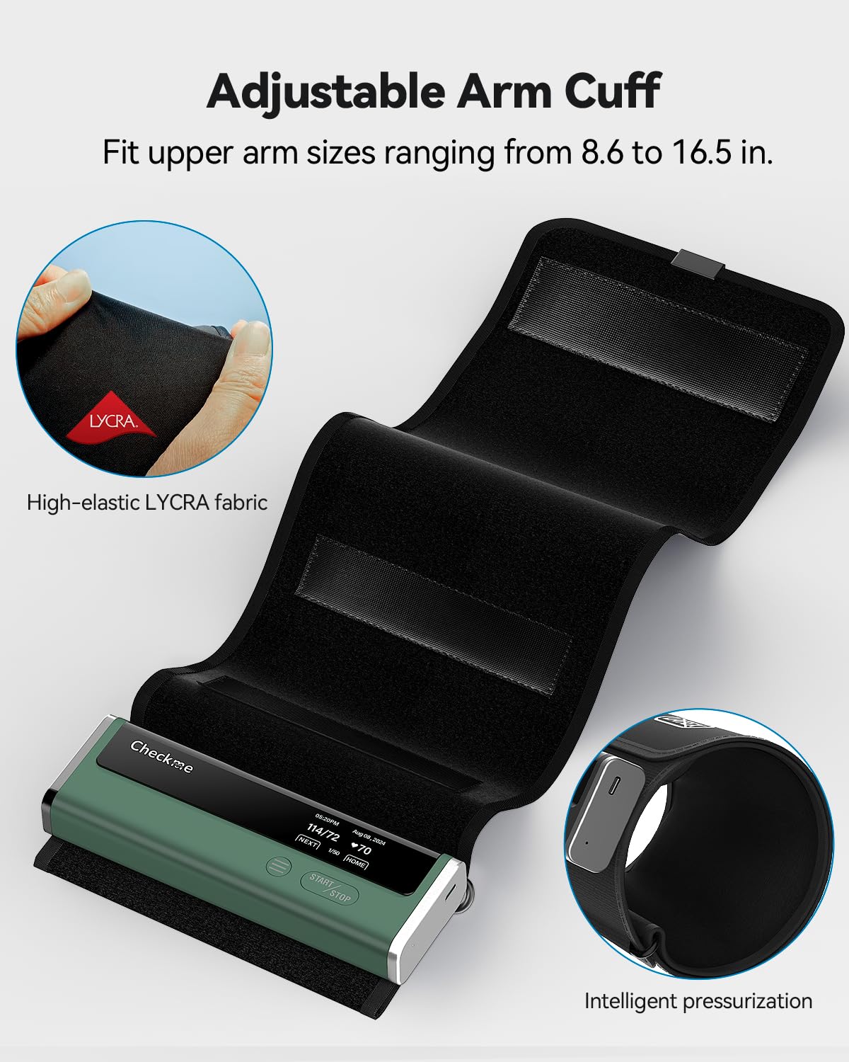 Checkme Blood Pressure Monitor for Home Use - Upper Arm Cuff, Bluetooth BP Machine, Accurate Readings in 30 sec, App Enabled for iOS & Android, Stores 50 BP Readings, FSA/HSA Eligible, Green