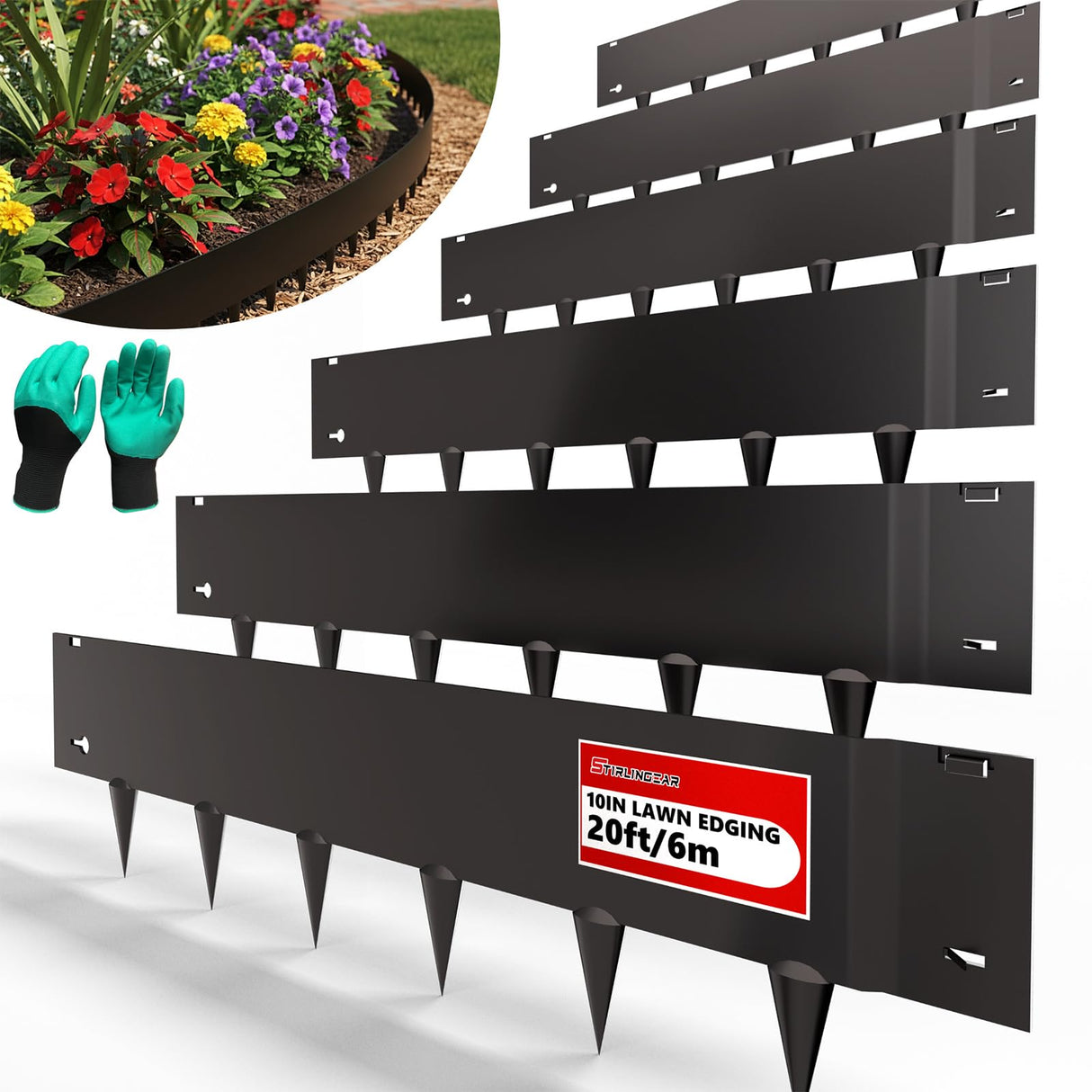 40"x10" Metal Landscape Edging, 6-Pack (20ft Total) – Rustproof Galvanized Steel Garden Border, Lawn & Flower Bed Edging, Decorative Hammer-in Outdoor Landscaping Border for Yard, Pathways & Driveways