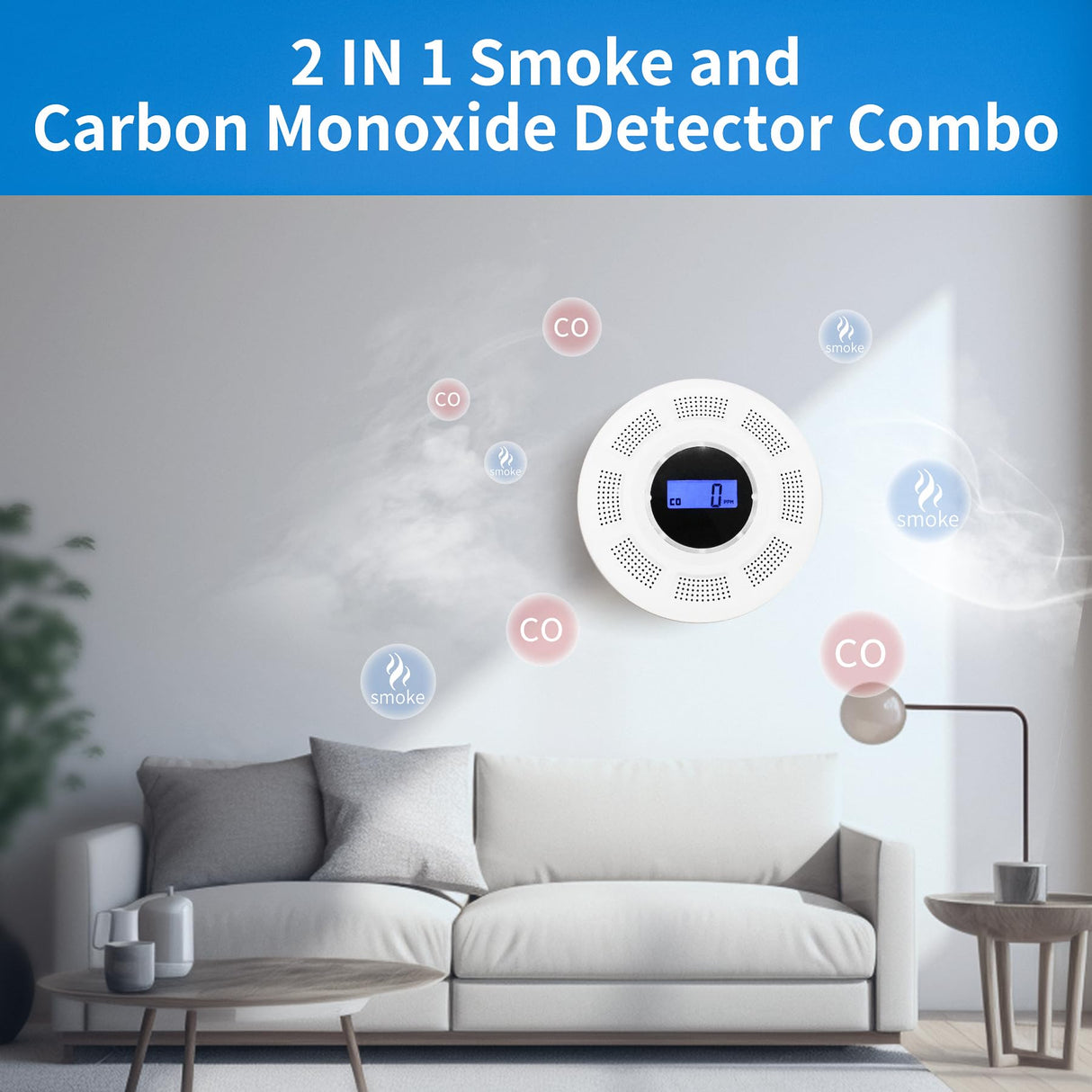GiiHoo Smoke and Carbon Monoxide Detector Combo Powered by Battery, 2 in 1 CO & Smoke Alarm with LED Warning Light Indicators for Home, Travel, RV, Garage (5 Pack)