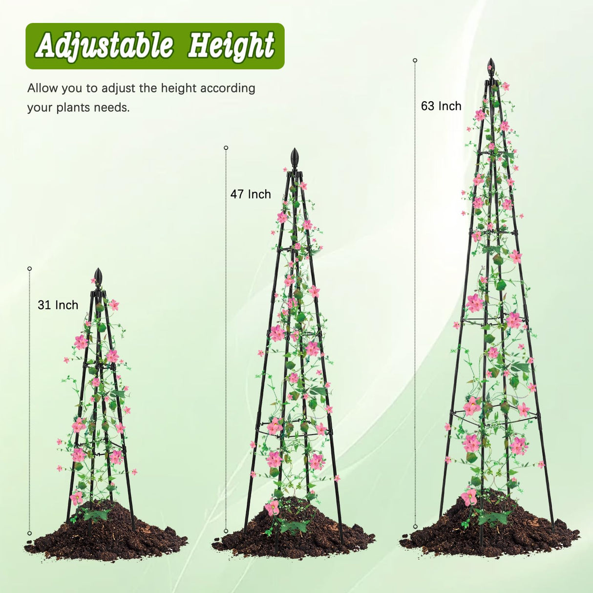 AlisisFores Garden Trellis for Climbing Plants Outdoor, 63 inch Tall,2 PCS