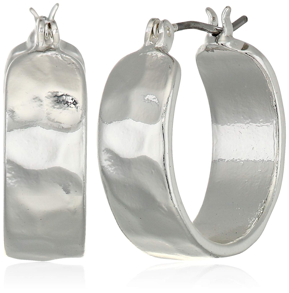 Nine West Small Hoop Silver Earrings for Women - 0.78in Click-Top Hoops in Silver Tone Finish - Lightweight Zinc & Brass Jewelry for Everyday Wear, Work & Casual Style