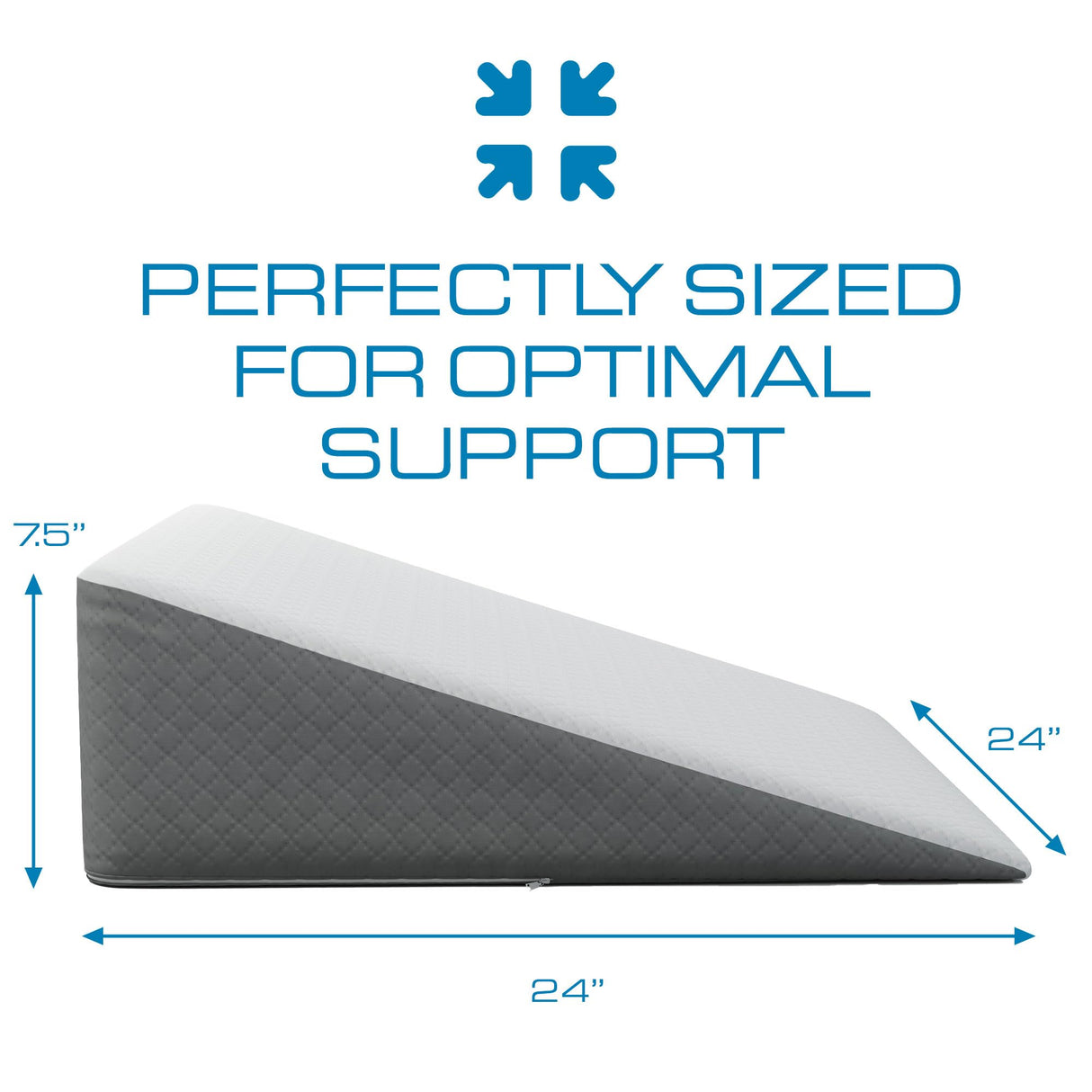 Kolbs Bed Wedge Pillow for Sleep Apnea, Sleeping Comfort, Relaxing, Acid Reflux, Heartburn and Back Pain Relief. Cushion for Sitting Up in Bed. Memory Foam Top, Chic Jacquard Washable Cover.