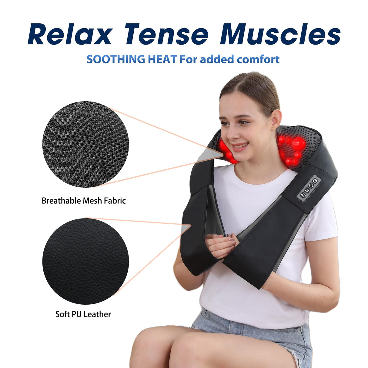 UFFAE Shiatsu Neck and Back Massager with Heat,Electric Deep Tissue Kneading Neck and Shoulder Massage,Best Gifts for Women Men Mom Dad Mothers Fathers Day Birthday Gift(NOT Cordless)