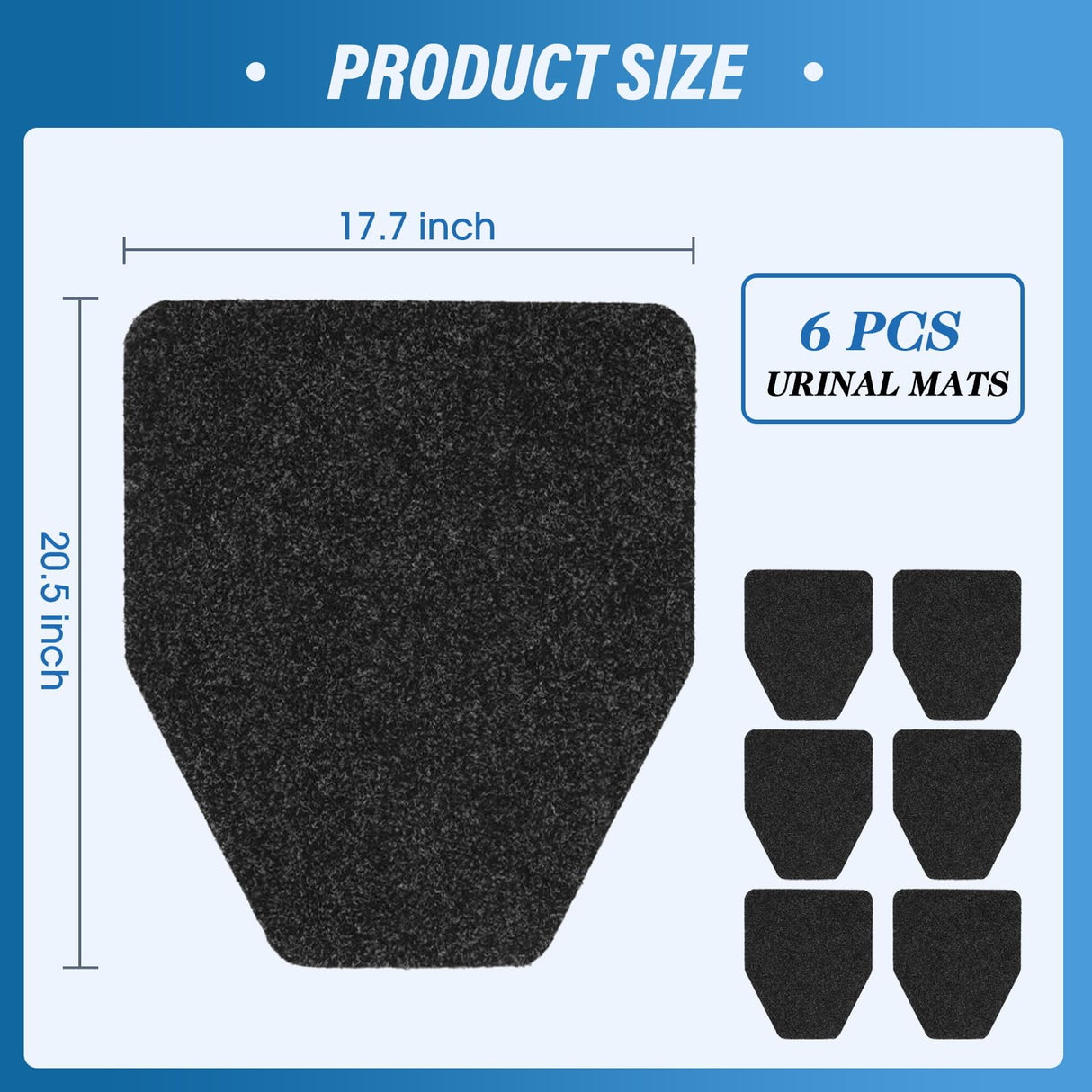 6Pcs Urinal Mats for Men Bathroom Commercial Floor Mats Pads for Mens Room Non Slip Splash Toilet Bulk Washable Disposable Large Color Grey 17Inch x 20.5Inch