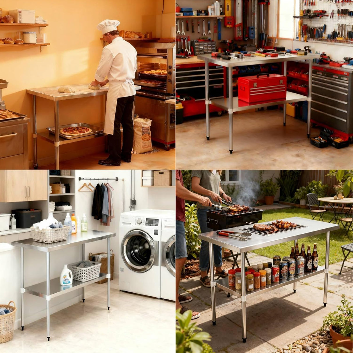 Okeyolive Stainless Steel Work Table 24 x 36 Inch, NSF Commercial Prep Table with Undershelf, Heavy Duty Food Prep Workstation