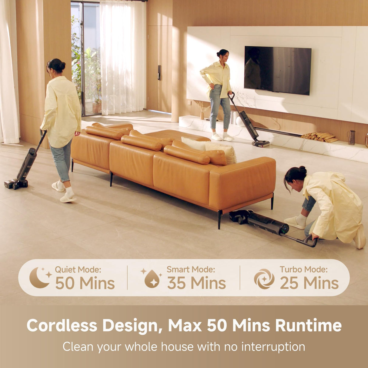 DREAME H12 Pro Gen2 Vacuum Mop, 0 Tangle Wet Dry Vacuum Cleaner, Cordless Vacuum Mop All-in-One for Hard Floors, 180° Lie-Flat Floor Cleaner Machine with 194°F Hot Self-Cleaning, 50Mins Runtime