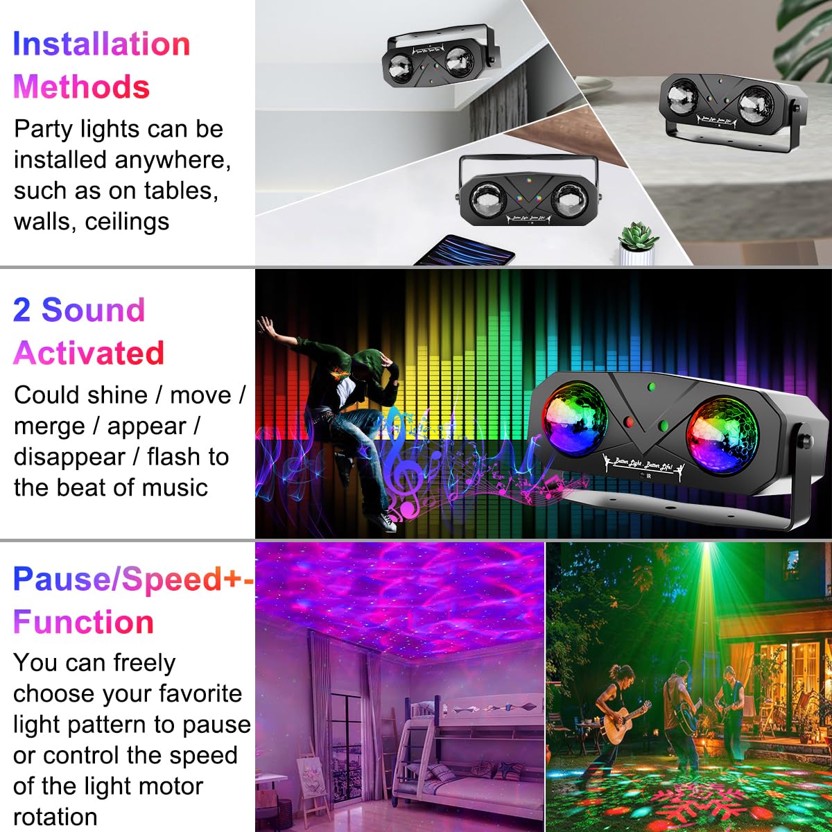 Disco Lights Disco Ball, Sound Activated Party Light with Roating Disco Ball,Star Projector,Ocean Light and Laser Lights for Party DJ KTV Club Wedding Festivals Stage Dancing Christmas
