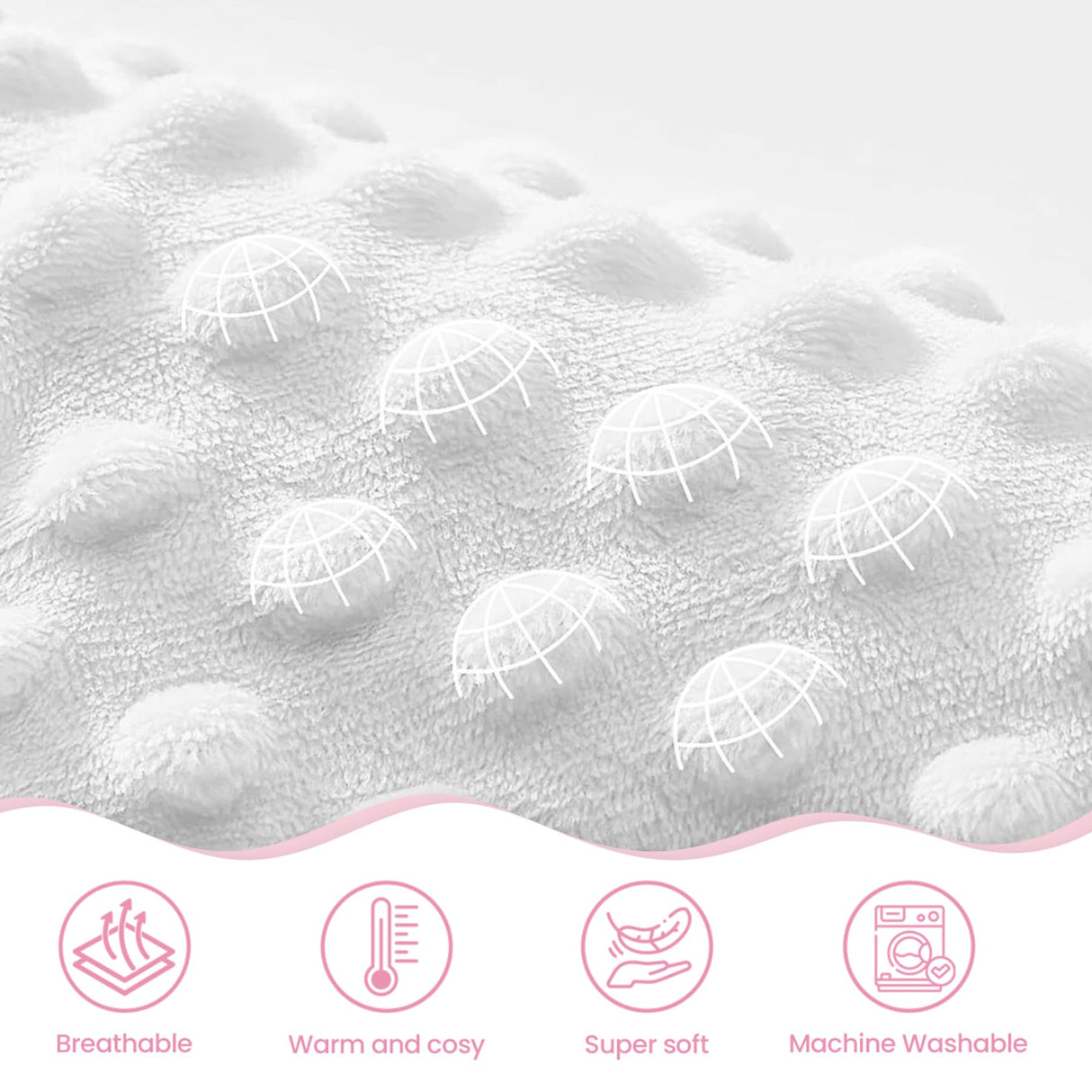 Bow Minky Baby Blanket 30 x 40 Inches for Girls, Soft Plush Receiving Blanket with Dotted Back, Gift for Toddler Newborn Infant Christmas Birthday Baby Shower