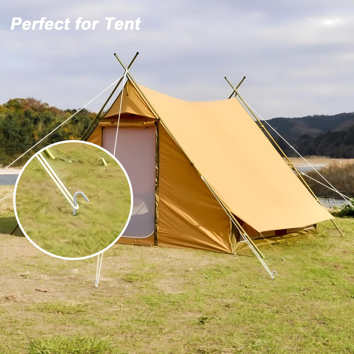 AAGUT Tent Stakes Heavy Duty Metal 9 Inch, 50 Pack Rust-Resistant Galvanized Steel Camping Stake Garden Edging Fence Hooks Yard Tent Pegs for Inflatable, Tarp, Outdoor Christmas Decorations