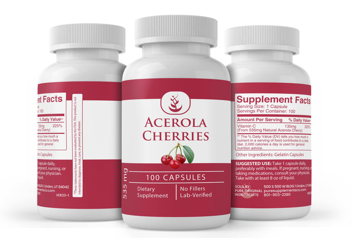 Pure Original Ingredients Acerola Cherry, (100 Capsules) Always Pure, No Additives Or Fillers