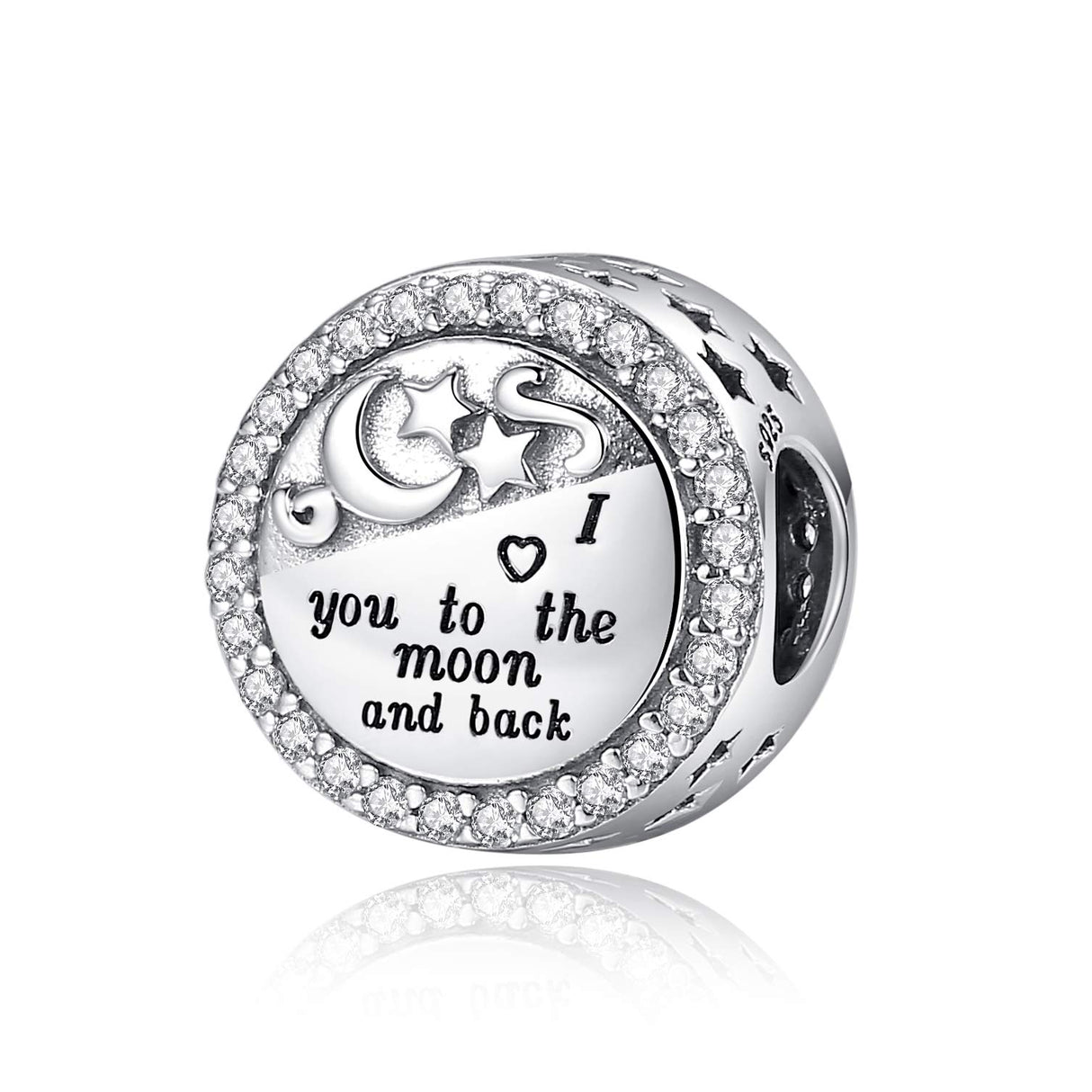 Linorui 925 Sterling Silver Charms Fit Pandora Charms Bracelet I Love You to The Moon and Back Fit Wife Mom Christmas Birthday Gift
