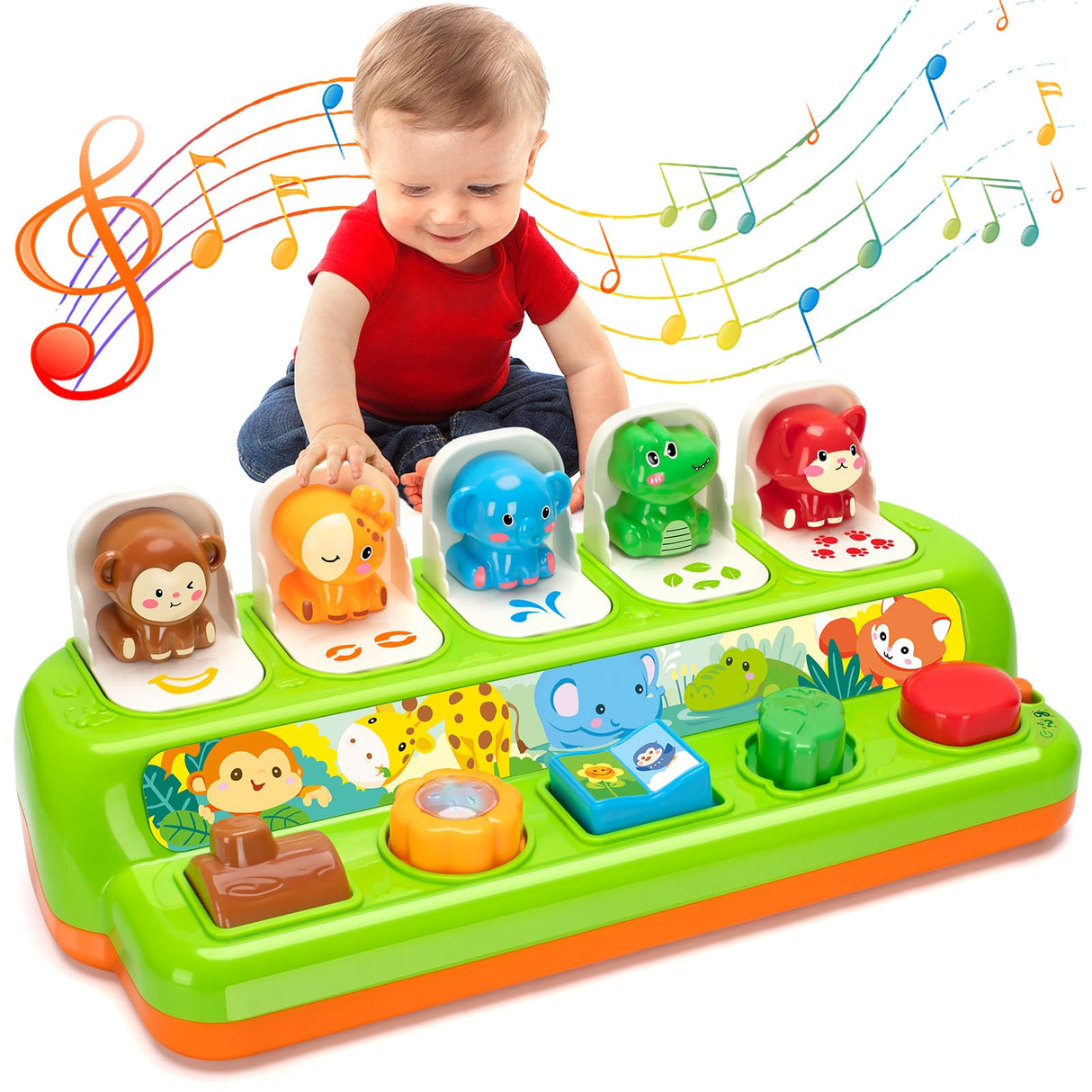 Duchong Pop Up Toys for 1 Year Old Boy Girls, Interactive Cause and Effect Learning Toys with Music & Light for Baby 6 7 8 9 10 11 12 Months, Christmas Birthday 1st Gifts for Toddlers