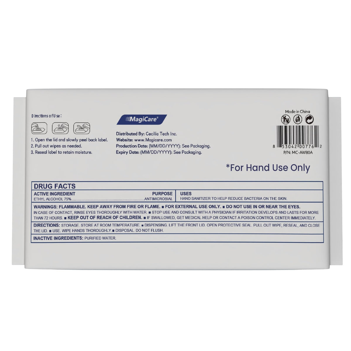 MagiCare 75% Large Alcohol Wipes (4-80ct pks, 320ct), Hand Sanitizer Wipes