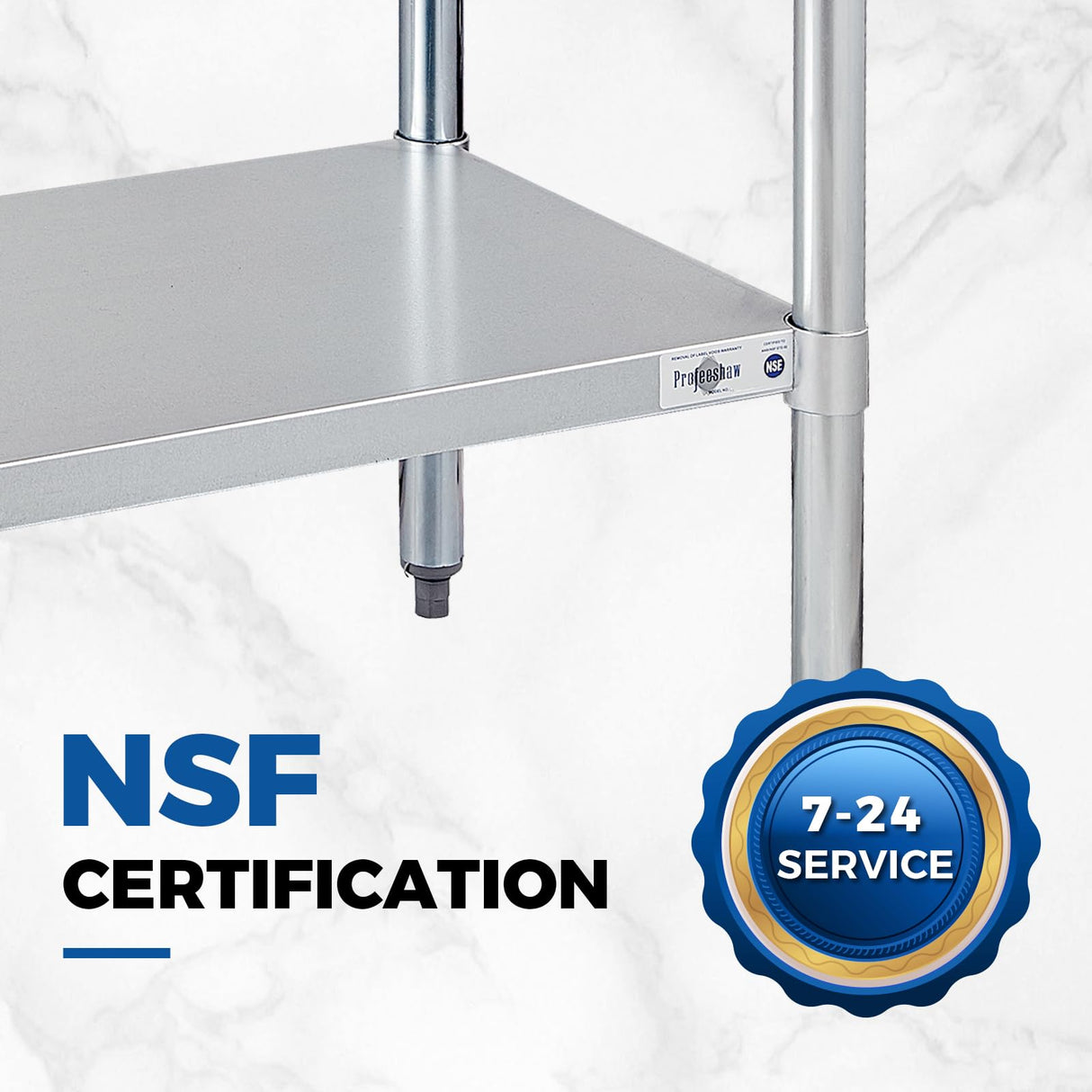 Profeeshaw Stainless Steel Prep Table NSF Commercial Work Table with Backsplash and Undershelf for Kitchen Restaurant 30x30 Inch
