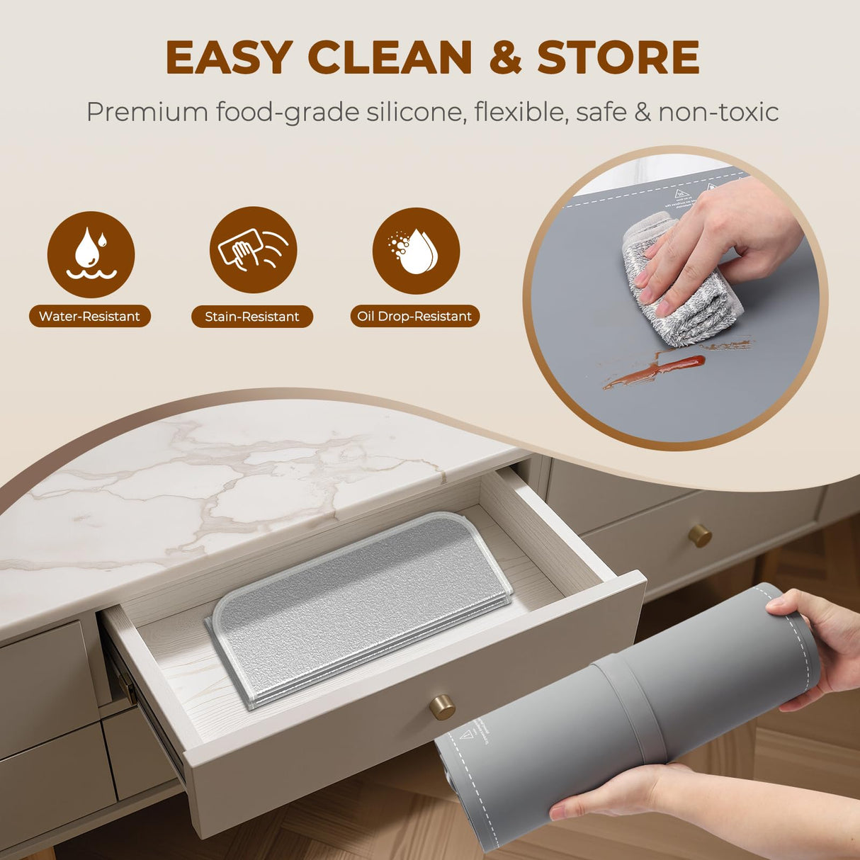 Homelove Warming Mat for Food - Fast Full Surface Electric Warming Tray with 7 Temp-Settings & 8H Timer, Portable Roll Up Food Warmer with Heat Insulation Pad for Gatherings Parties Buffet XL-Grey