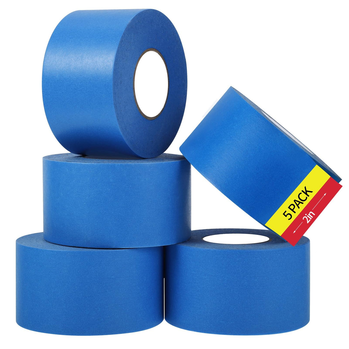 Fyguard 5 Rolls Painters Tape 2 Inch Wide, Blue Painters Tape Bulk 1.89In × 55Yd × 5 Rolls Blue Tape, Multi-Surface Masking Tape for Wall Painting Edge Treatment DIY Crafts, Total 275 Yards