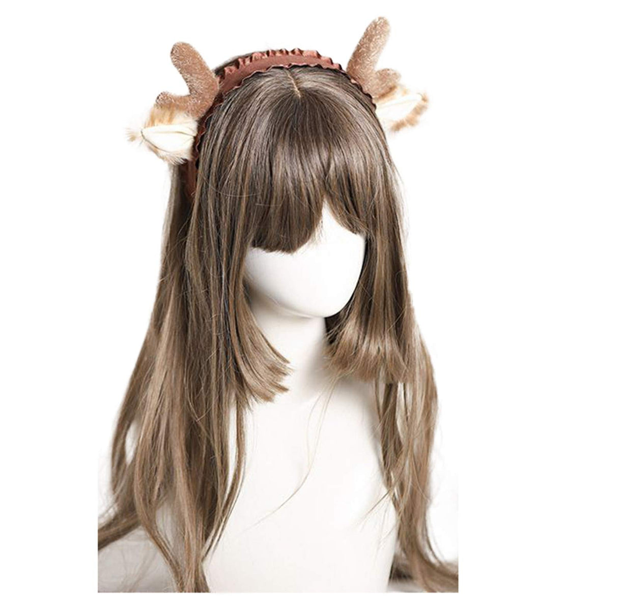 LittleLuluda Antlers Reindeer Headband Tail Set with Shawl for Christmas Halloween Cosplay Party