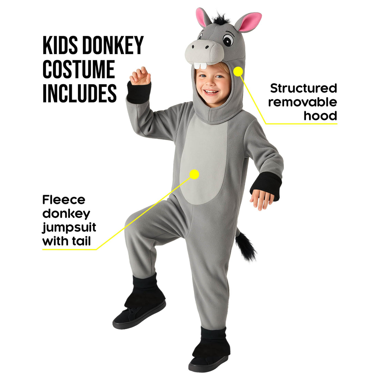 Morph Donkey Costume Kids Donkey Jumpsuit Kids Animal Halloween Costumes Toddler Nativity Christmas Animal Costume S (4-6Y)