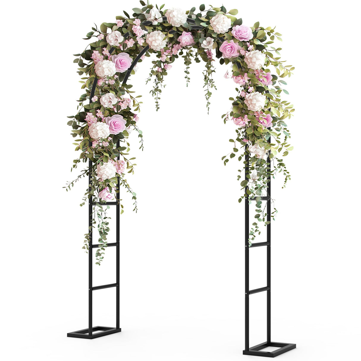 Trellume Garden Arch Trellis for Climbing Plants Outdoor, Wedding Arch with Base-94.5"(H)*55"(W), Balloon Arch Stand for Ceremony Valentines Day Birthday Baby Shower Garden Floral