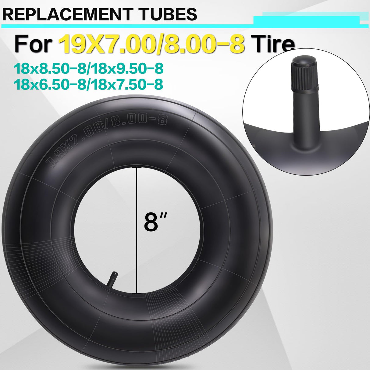 18x8.50-8 18x9.50-8 Lawn Mowers Tubes with TR13 Straight Valve Stem,Heavy Duty Replacement Inner Tubes for Garden Trailer Tractor Golf Cart