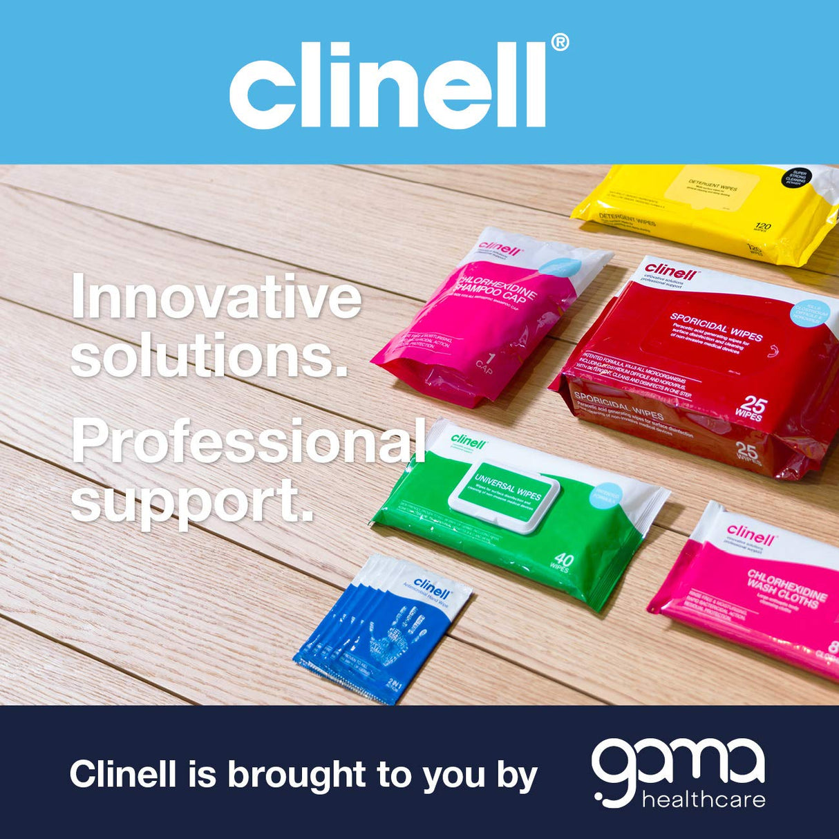 Clinell Universal Cleaning and Surface Disinfection- Multi Purpose - Kills 99.99% of Germs, Effective from 30 Seconds - 1 x Clip Pack of 50 Wipes