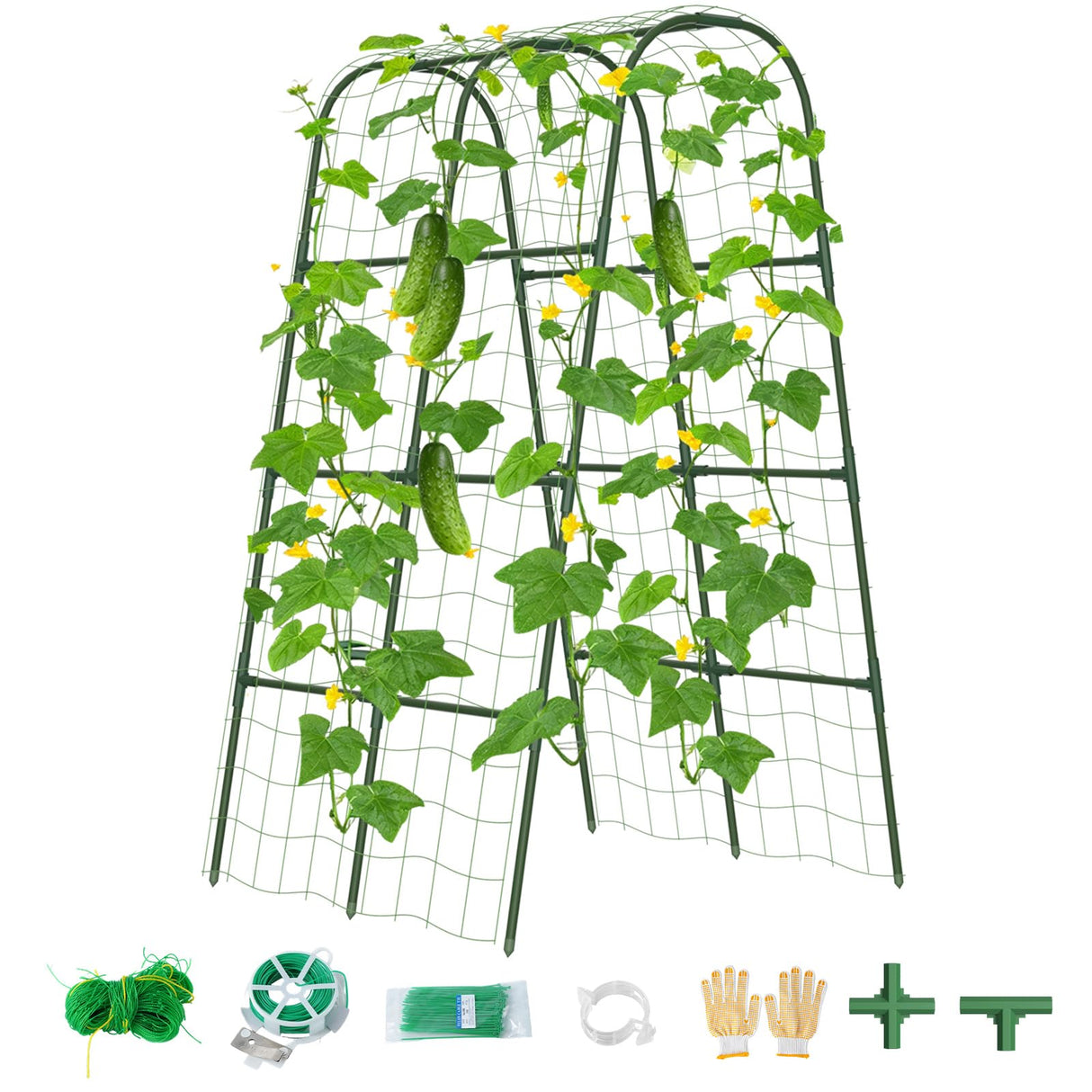 Cucumber Trellis for Raised Bed, U-Shape Garden Trellis for Climbing Plants Outdoor, Metal Arch Vegetables Trellis, Plant Support for Grape Vine Beans Squash Peas Flower