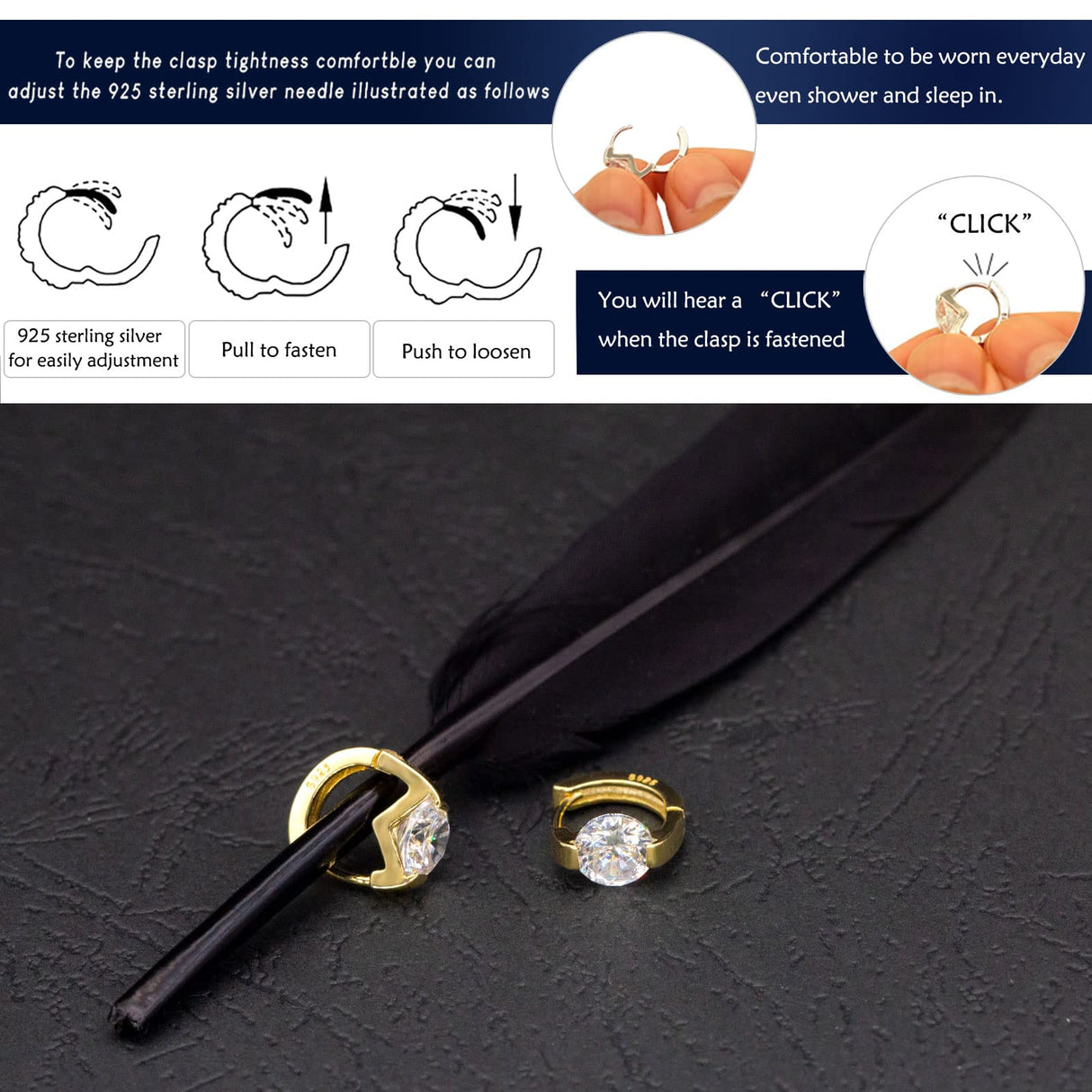 NEOSHOW Tiny Huggie hoop Earrings for Women (Clear)