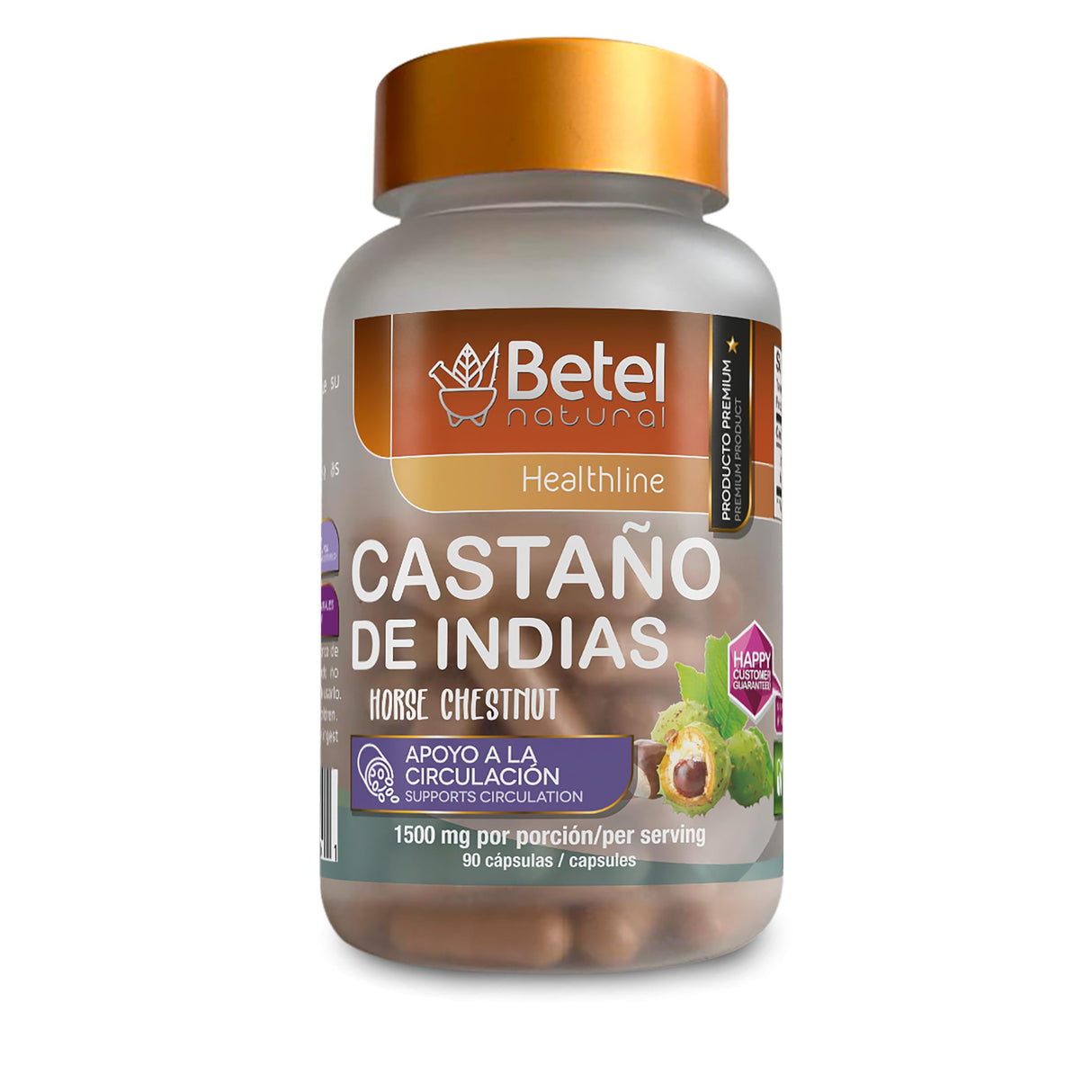 Betel Natural Premium Castano de Indias para la Circulacion 1500 mg - Horse Chestnut 90 Caps