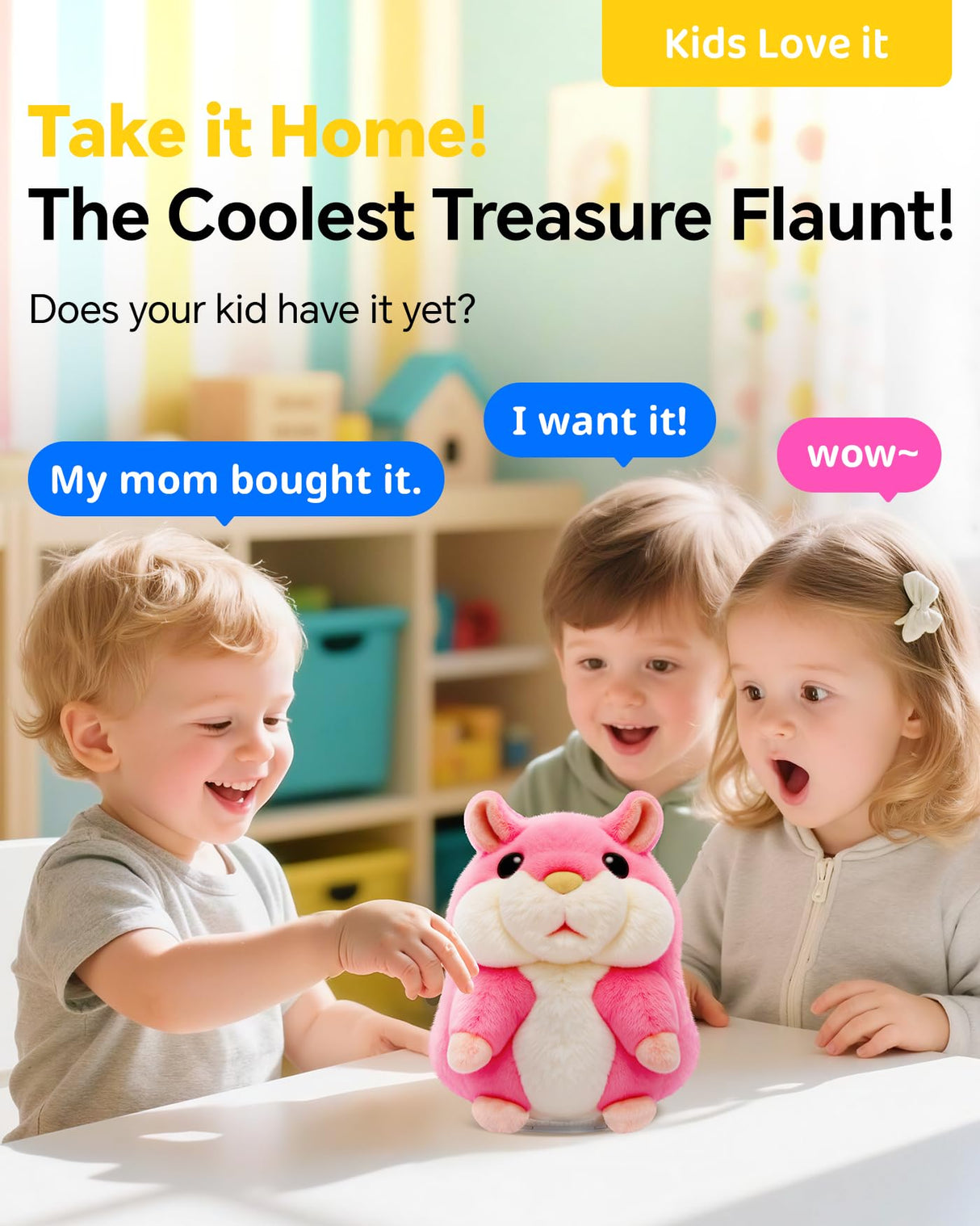 TWORIVER Talking Hamster Repeats What You Say,2025 Top Christmas Funny Gifts,Toddler Toys for Ages 2-4 5-7 8-13 Girls Pink Stocking+Stuffers Kids Interactive Dolls,a Most Popular Stuffed Animal Plush