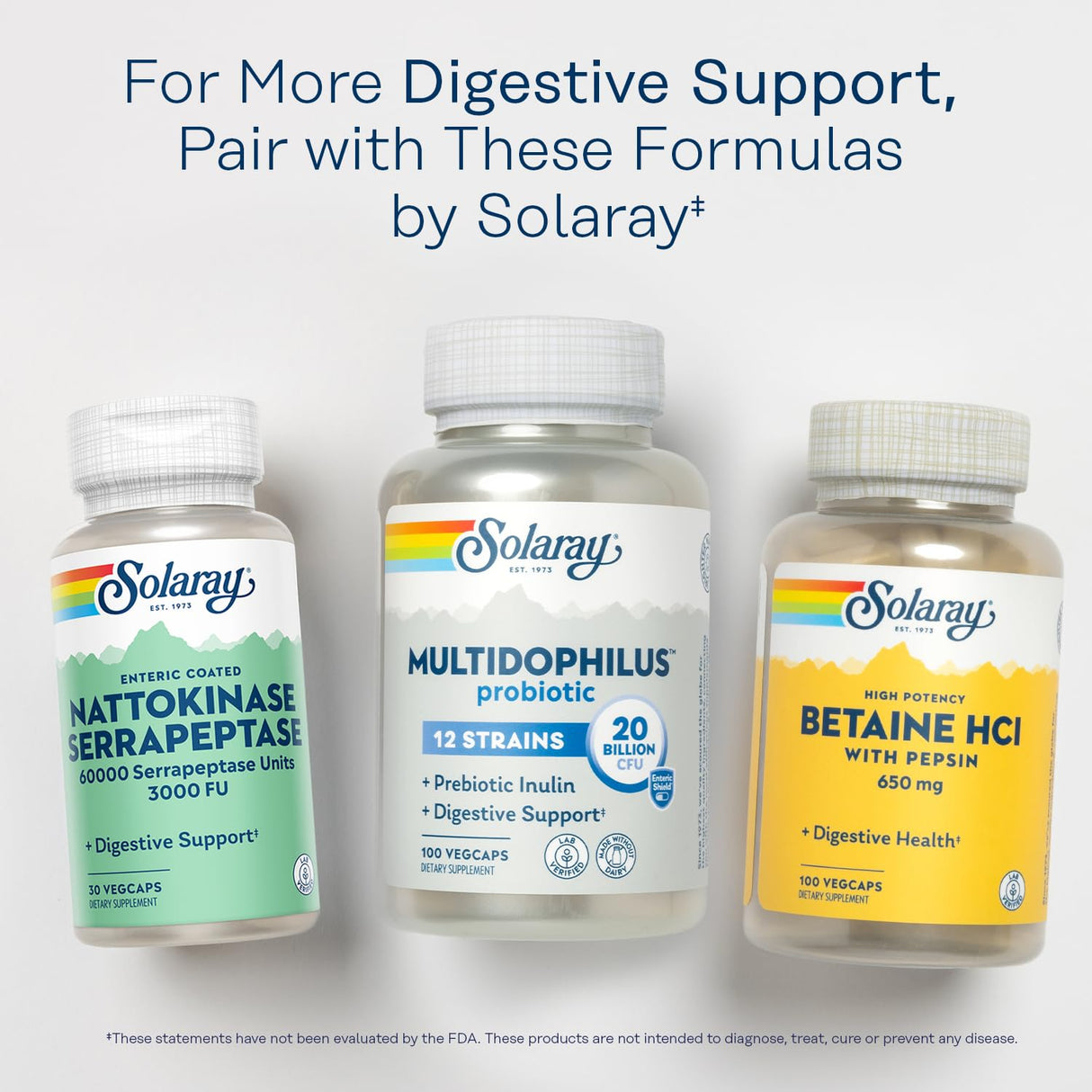 SOLARAY Nattokinase Serrapeptase Supplement - Enteric Coated - 3000 FU Nattokinase Supplement - Circulation, Cardiovascular, Sinus Support - Lab Verified, 60-Day Guarantee - 30 Servings, 30 VegCaps
