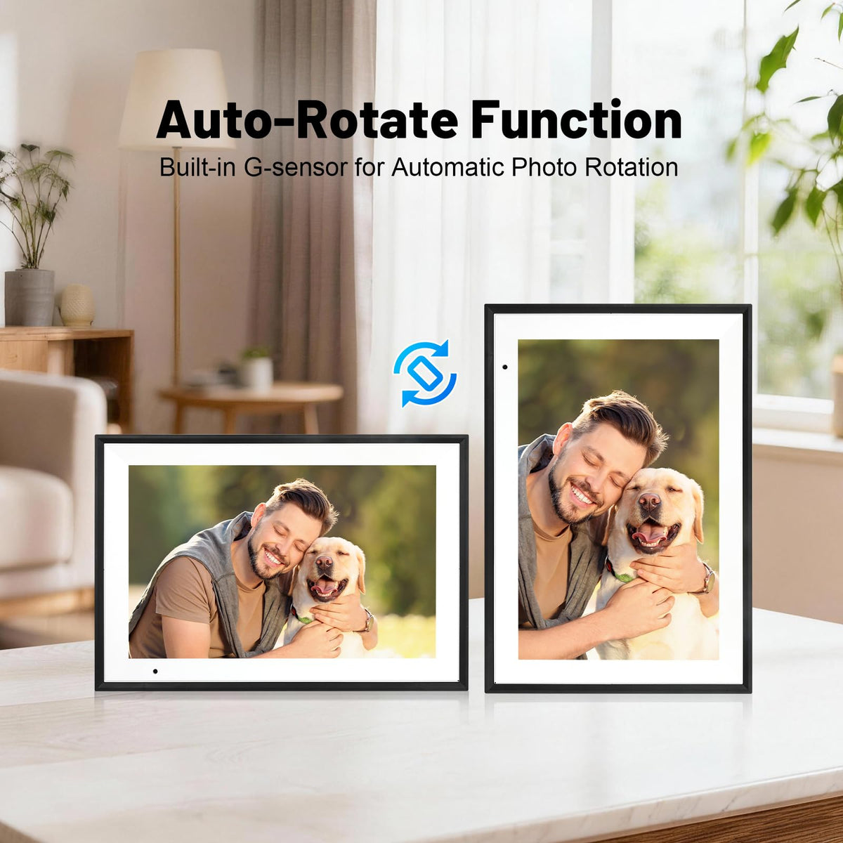 Digital Picture Frame, 10.1 Inch Picture Frame with 1280*800 HD IPS Touch Screen, Smart Digital Photo Frame Built-in 32GB Memory, Auto-Rotate Easy Setup to Share Photos or Videos via AiMOR APP (Black)