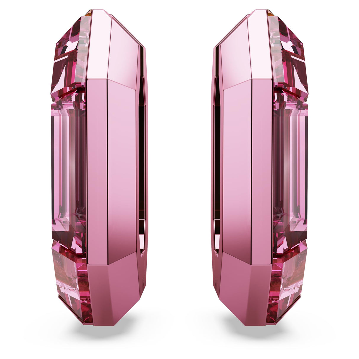 Swarovski Lucent Small Hoop Earrings, Pink Octagon-Shaped Crystals, Part of the Swarovski Lucent Collection