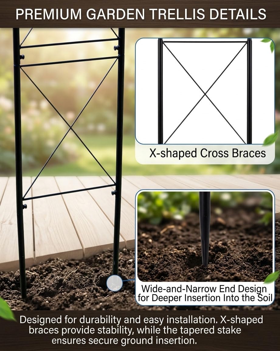 Metal Garden Arbors 8Ft Thickened Arch Trellis for Climbing Plants