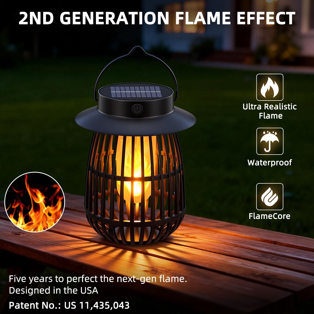 KYEKIO 4Pack Gen2 Flame Solar Lanterns Outdoor Waterproof, Solar Hanging Lantern Decorative, Flickering Flame Outdoor Lanterns Solar Powered, Lights for Yard Patio Garden Decor as Mothers Day Gifts
