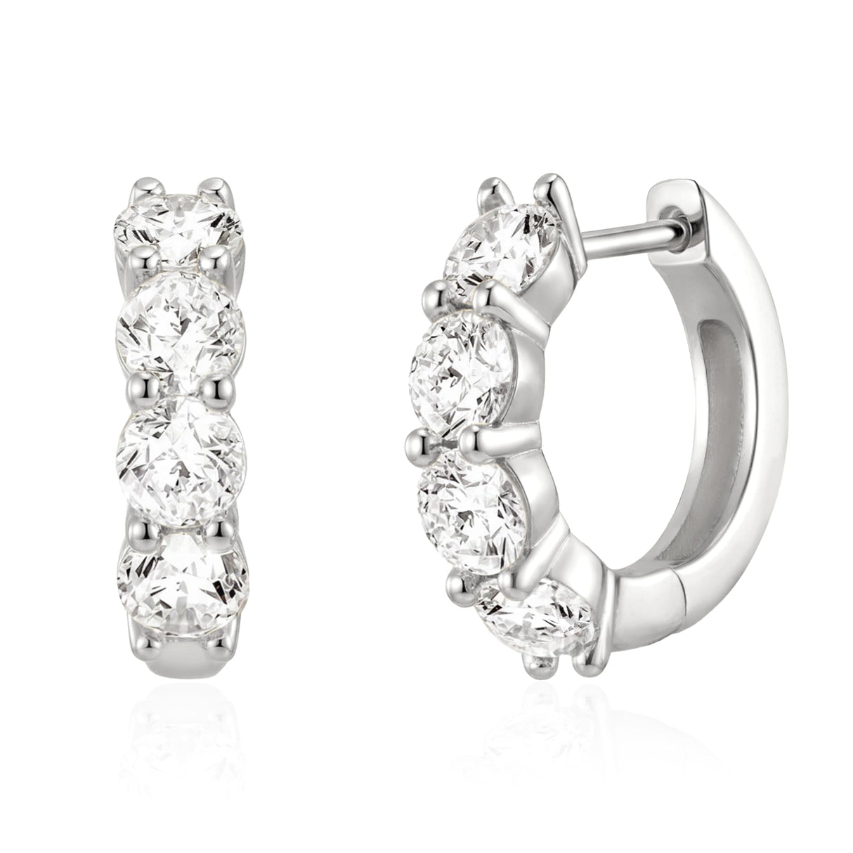 ASHINE Hoop Earrings for Women 14kt Gold Plated Small Hypoallergenic Trendy Stainless Steel Huggies Ear Rings Cartilage Piercing CZ Tiny Thick Second Hole Chunky Jewelry Everyday (White Gold,14.5mm)
