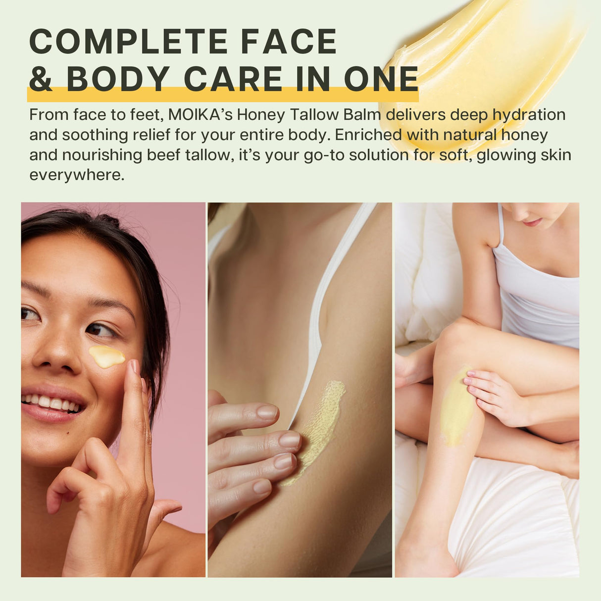 VRAIKO Tallow Honey Balm, Grass-Fed Beef Tallow Raw Honey Organic Olive Oil Moisturizing Cream for Face and Body, Handmade Natural Moisturizer for Soft Smooth Skin, 50g/1.8 oz