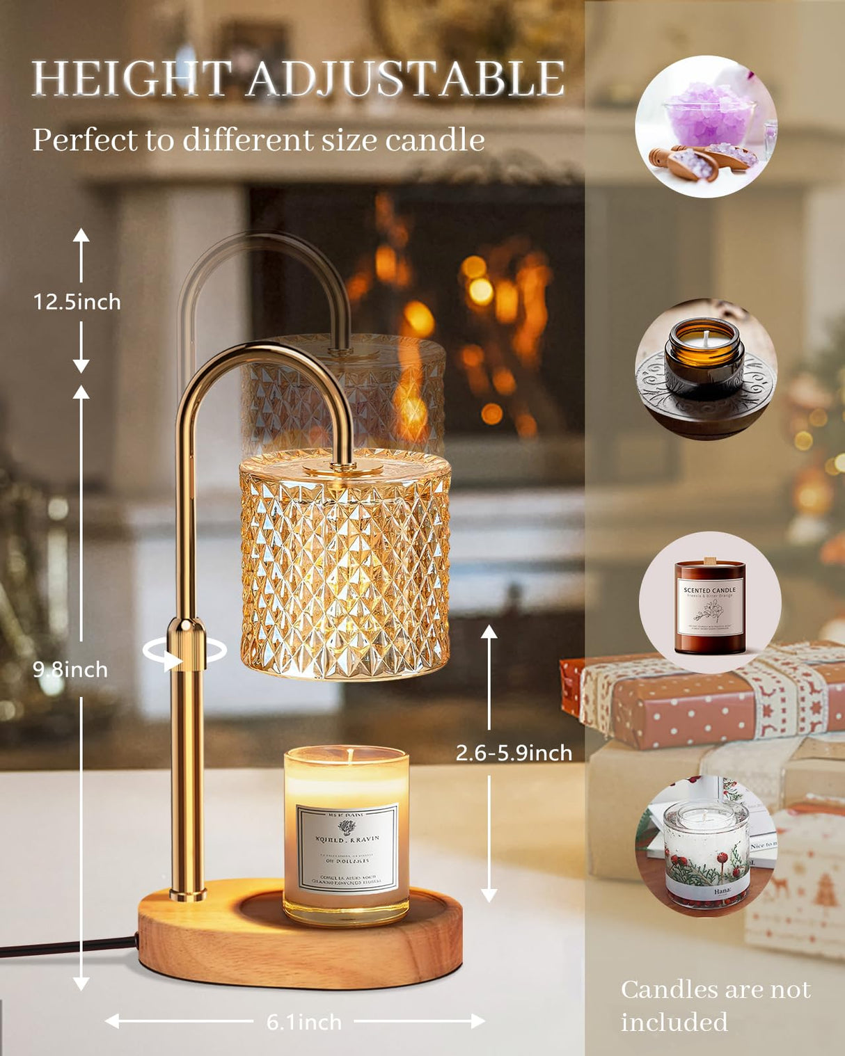 Engpure Candle Warmer Lamp with Timer Dimmer Adjustable Height for New Home Decor, Birthday Gifts for Women,Candle Warmer for Women Mom Christmas Mother's Day Gfit