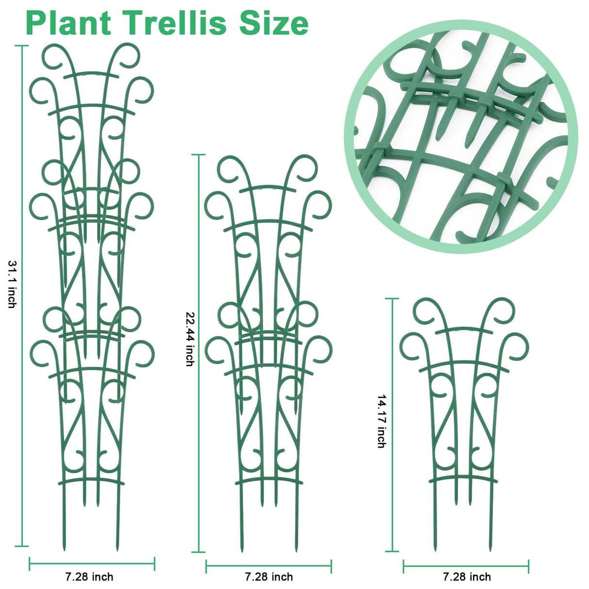 Qaobo Plant Trellis for Potted Plants 12 Pack Stackable Indoor Outdoor Climbing Houseplant Support with Garden Wire for Pothos Hoya Ivy Flower