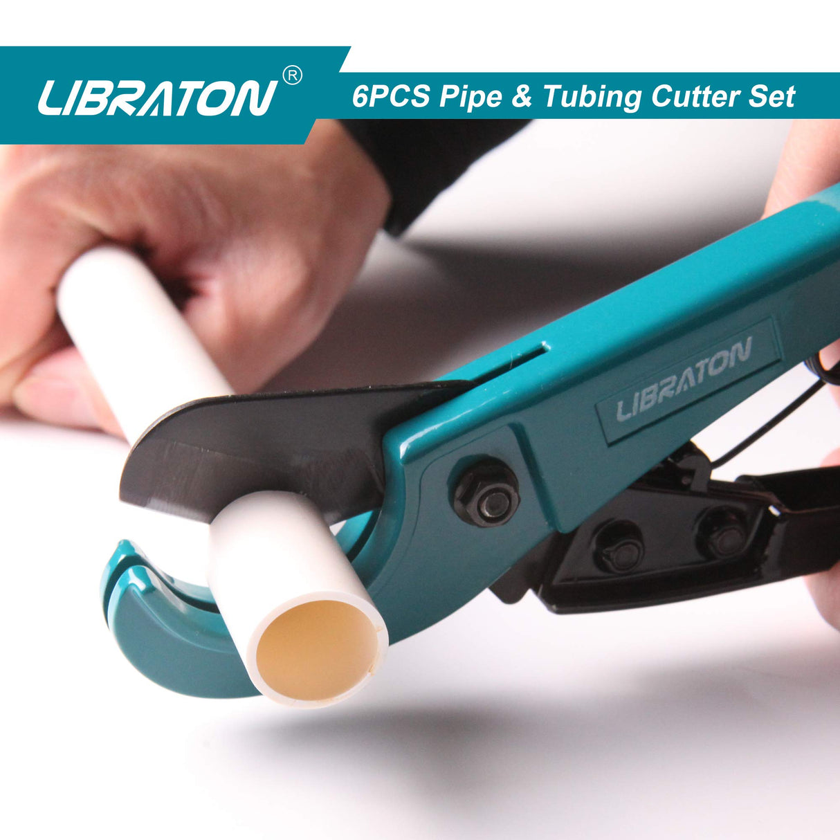 Libraton Pex Cutter 1-1/4", Pex Pipe Cutter, PEX Tube Cutter 1/8" to 7/8", PEX Pipe Cutting Tools for PEX, PVC (Thin), PPR Plastic, Extra PTFE Seal Tapes 400"