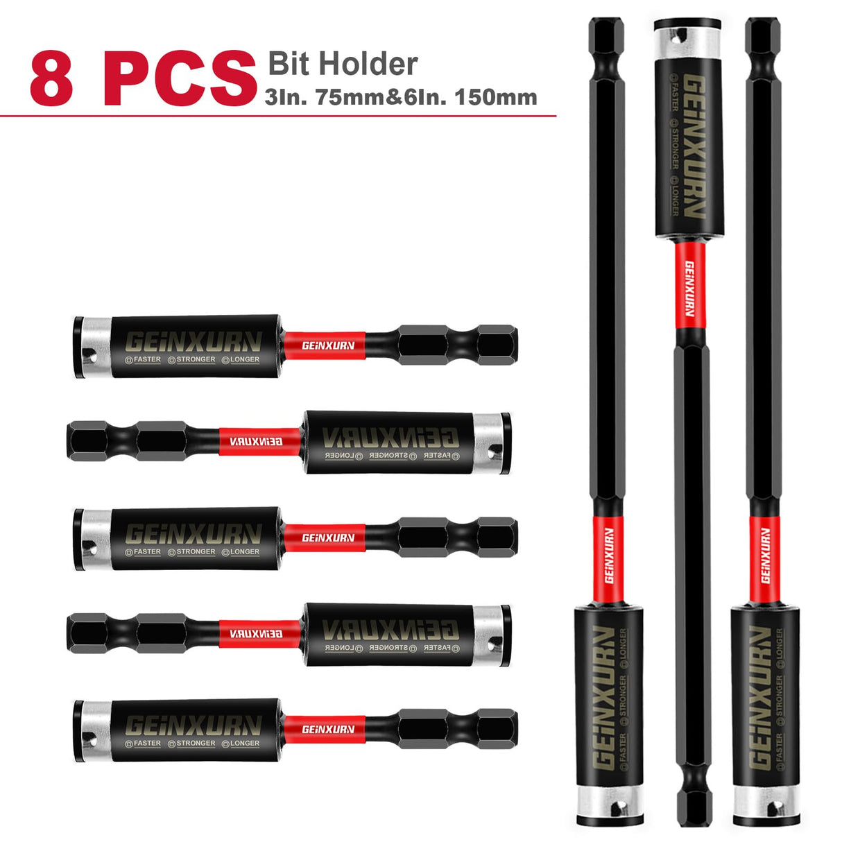 Geinxurn 8PACK Impact Magnetic Screwdriver Bit Holders, Extension Socket Drill Bit Holder S2 Alloy Steel Hex Shank Quick-Change Drill Bit Guide(3inches and 6inches)