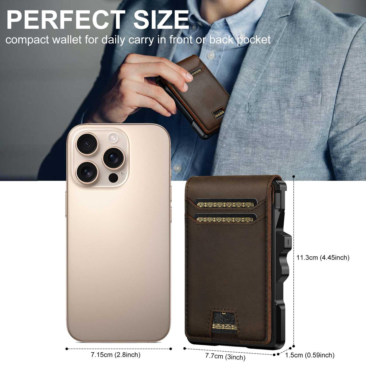 furid Genuine Leather Wallet for Men: Slim RFID Smart Minimalist Wallet