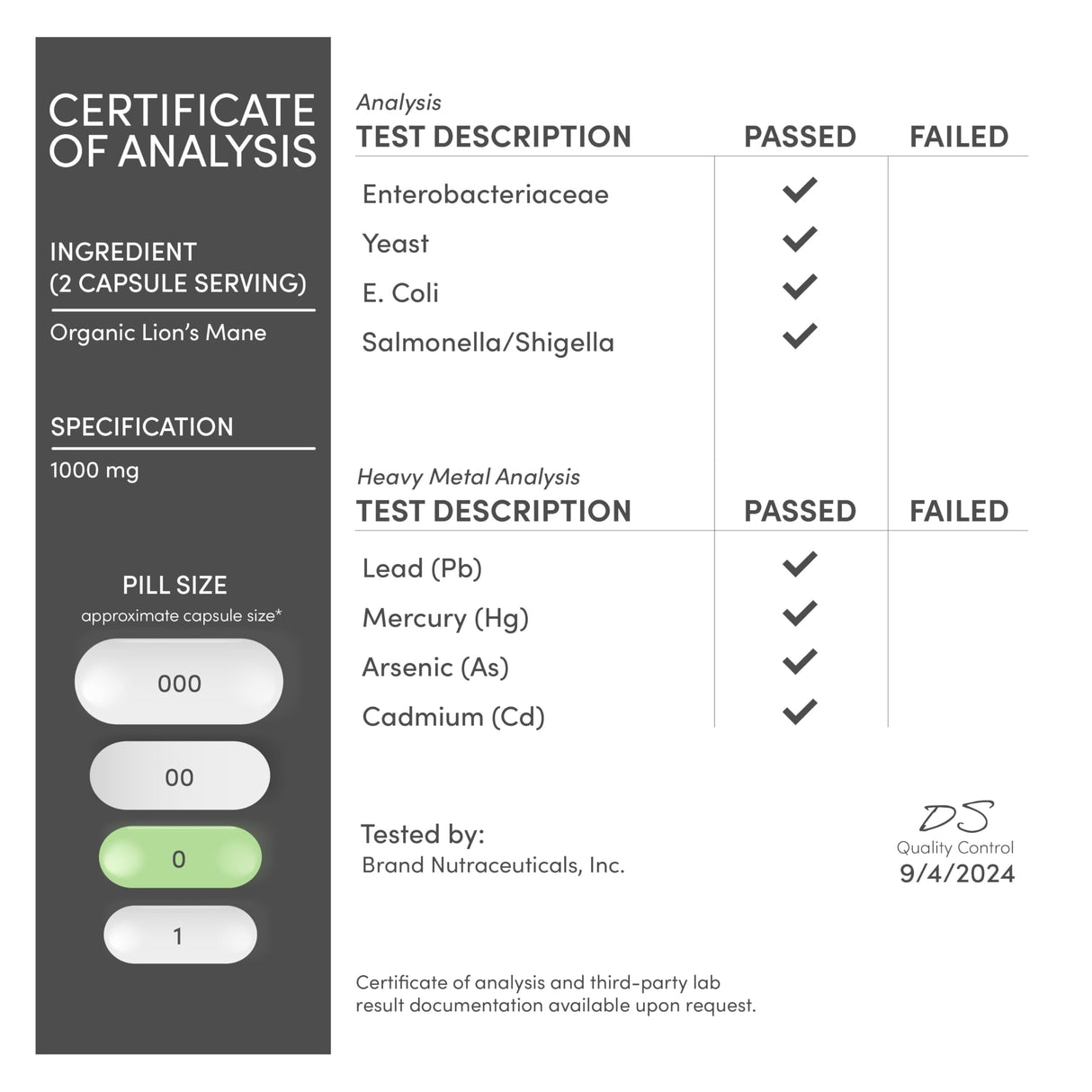 Lions Mane Supplement Mushroom Capsules (Two Month Supply - 120 Count) Lions Mane Mushroom for Brain Support and Immune Health (Third Party Tested, Grown and Encapsulated in The USA) by Double Wood