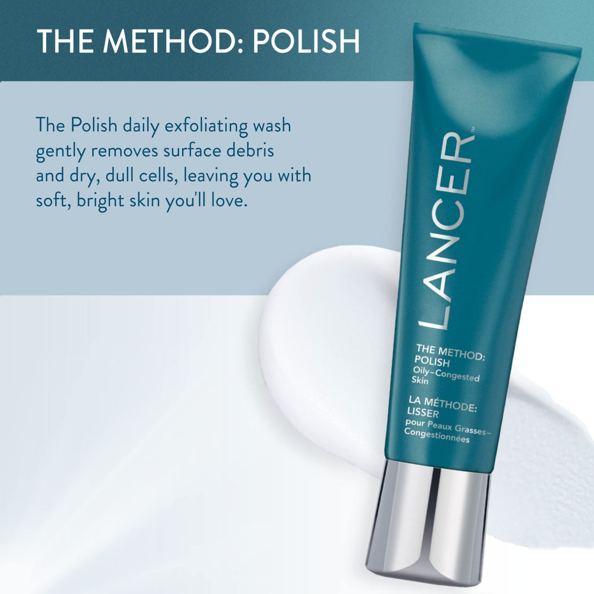 Lancer Skincare The Method: Polish Facial Exfoliator, Daily Exfoliating Face Wash with Natural Minerals, Oily Congested Skin, 4.2 Fluid Ounces