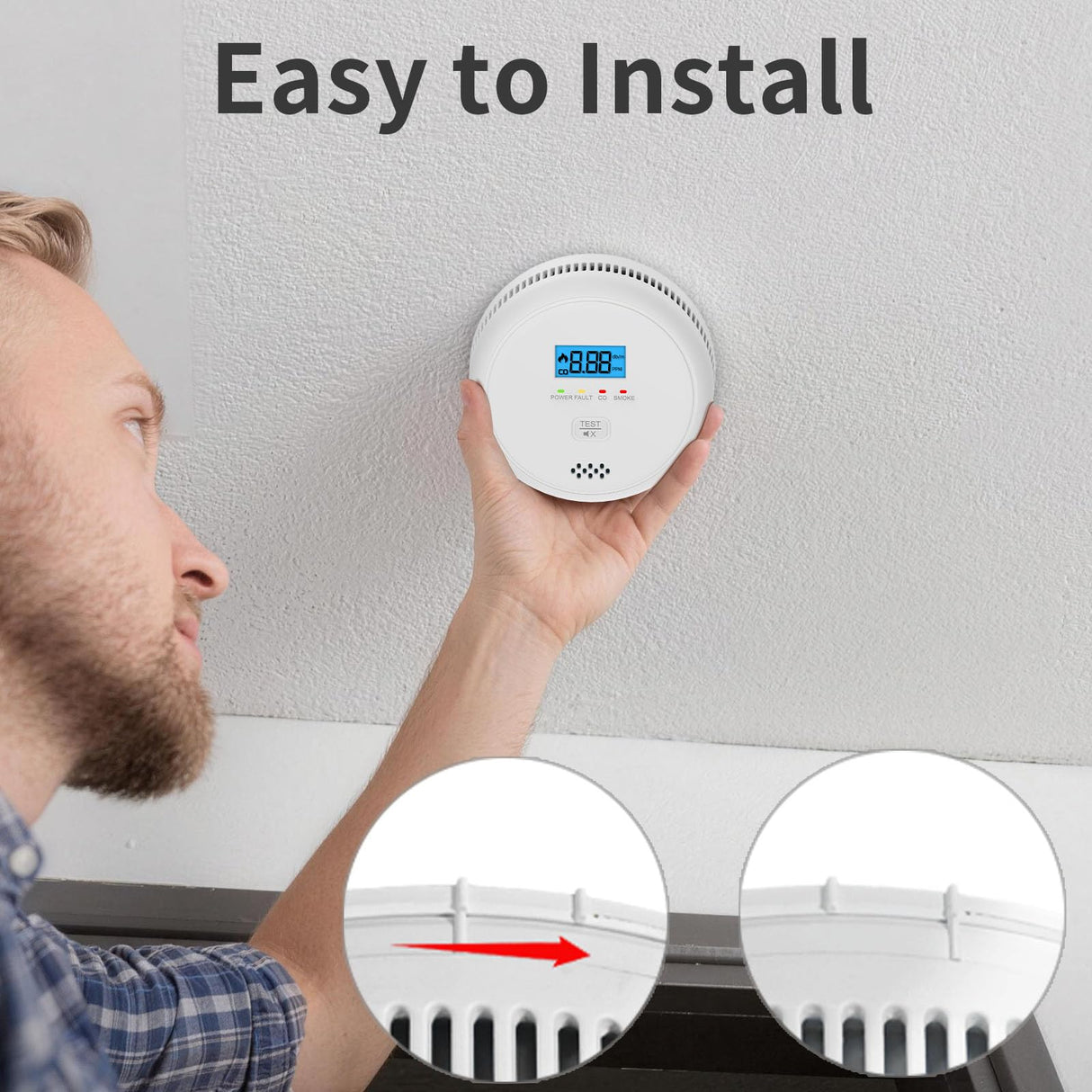 SHYEEH 2 in 1 Smoke and Carbon Monoxide Detectors, Battery-Operated (Battery not Included) Smoke Detector and CO Detector with 10-Year Sensor, Sound Warning and LCD Display for Home and Travel.