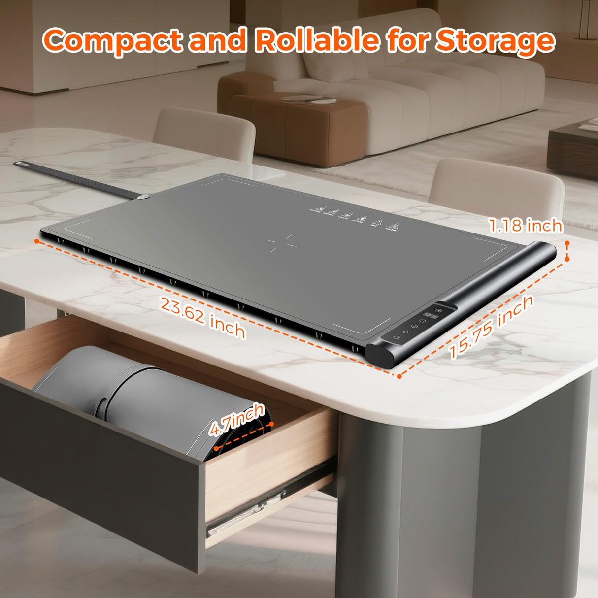 Warming Mat for Food,Silicone Electric Warming Tray for Buffets Party and Home,10s Fast Full Surface Food Heating pad,Portable Design for Daily Use,8 Temperture Settings & 1-6h Timer (Dark Grey)