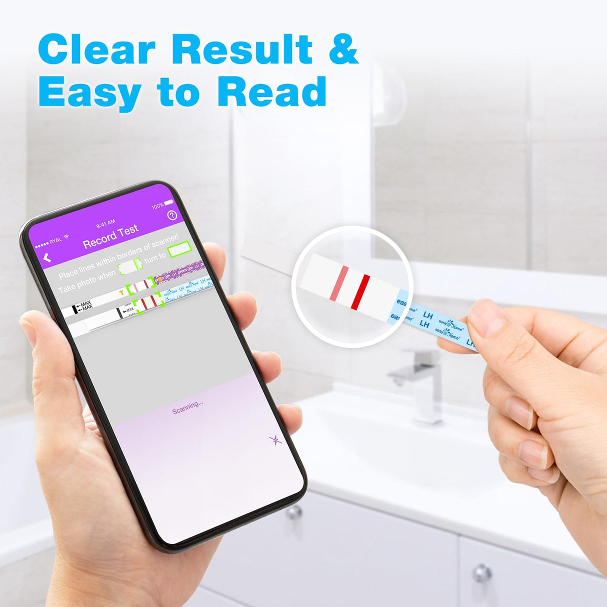 Easy@Home Ovulation Test Strips (50-Pack), FSA Eligible Ovulation Predictor Kit, Powered by Premom Ovulation Calculator iOS and Android APP, 50 LH Tests