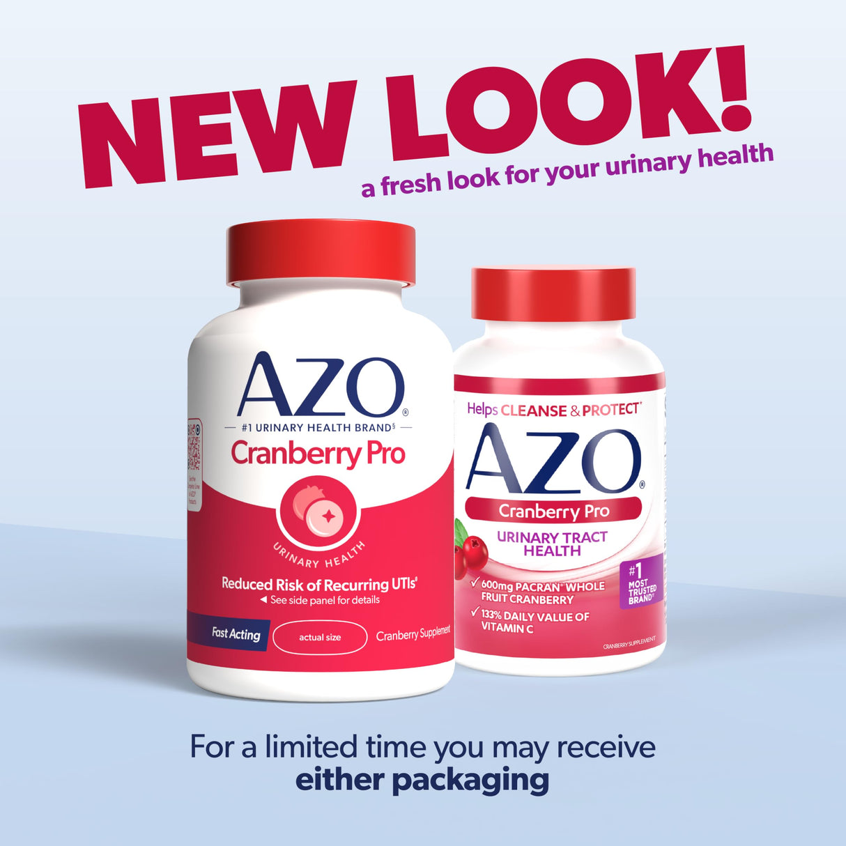 AZO Cranberry Pro Urinary Tract Health Supplement 600mg PACRAN, 1 Serving : More Than 1 Glass of Cranberry Juice, Sugar Free Cranberry Pills, Non-GMO 100 Softgels (Pack of 2)