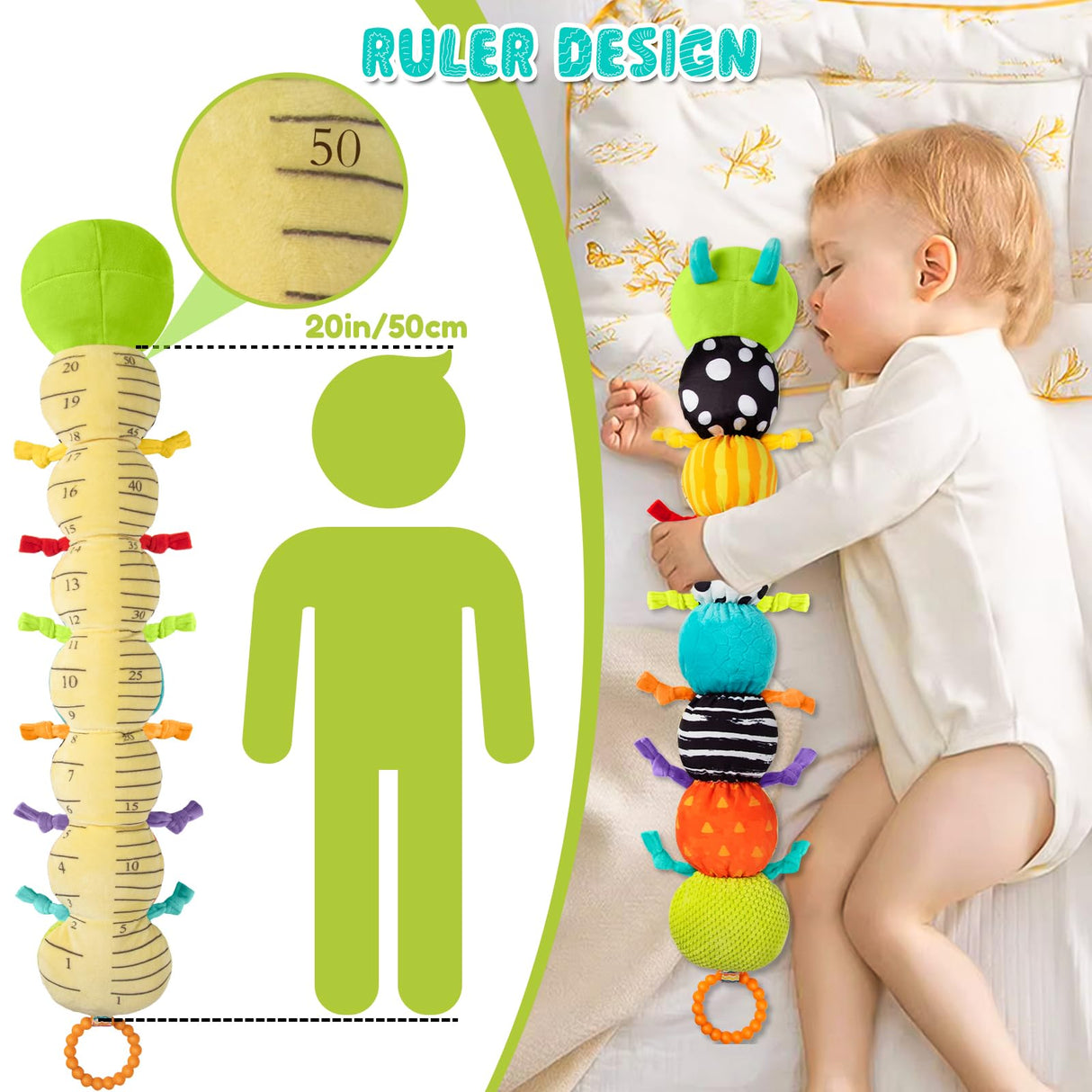 Baby Stuffed Animal Toys for 0-6 6-12 Months, Baby Musical Caterpillar Tummy Time Toys for Babies 3 6 9 12 18 Months, Newborn Infant Sensory Toys Christmas Gifts Stocking Stuffers