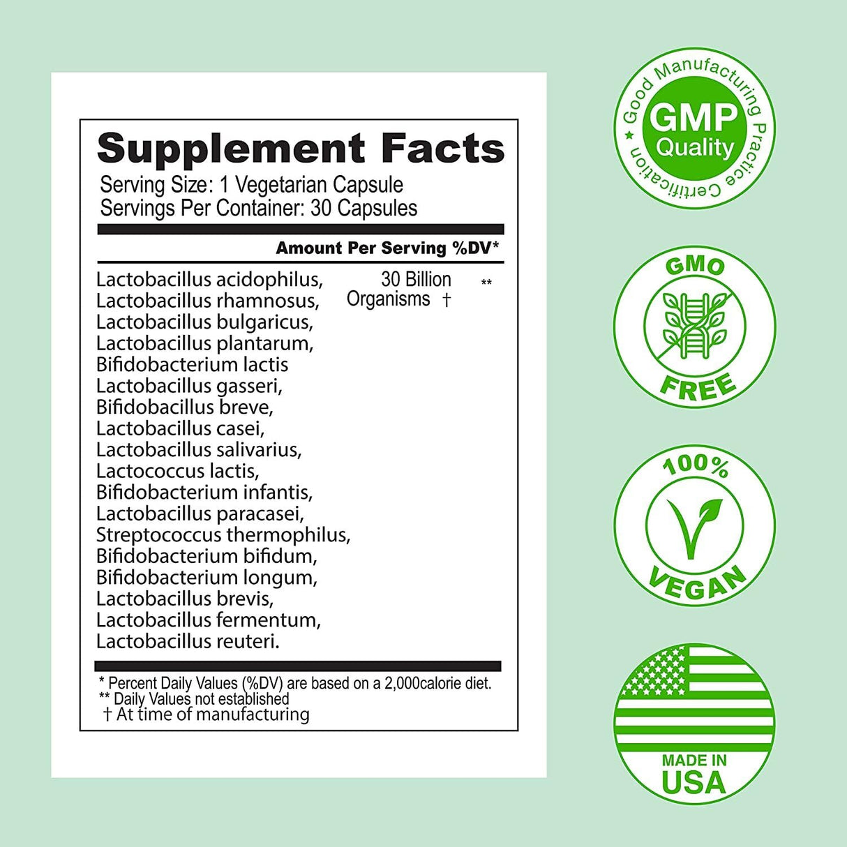 ASULABS® Formula Probiotica Avanzada con 18 Cepas Probioticas Clinicamente Seleccionadas para ayudar a eliminar Los malestares digestivos. para Hombres y Mujeres. Capsulas Vegetarianas.